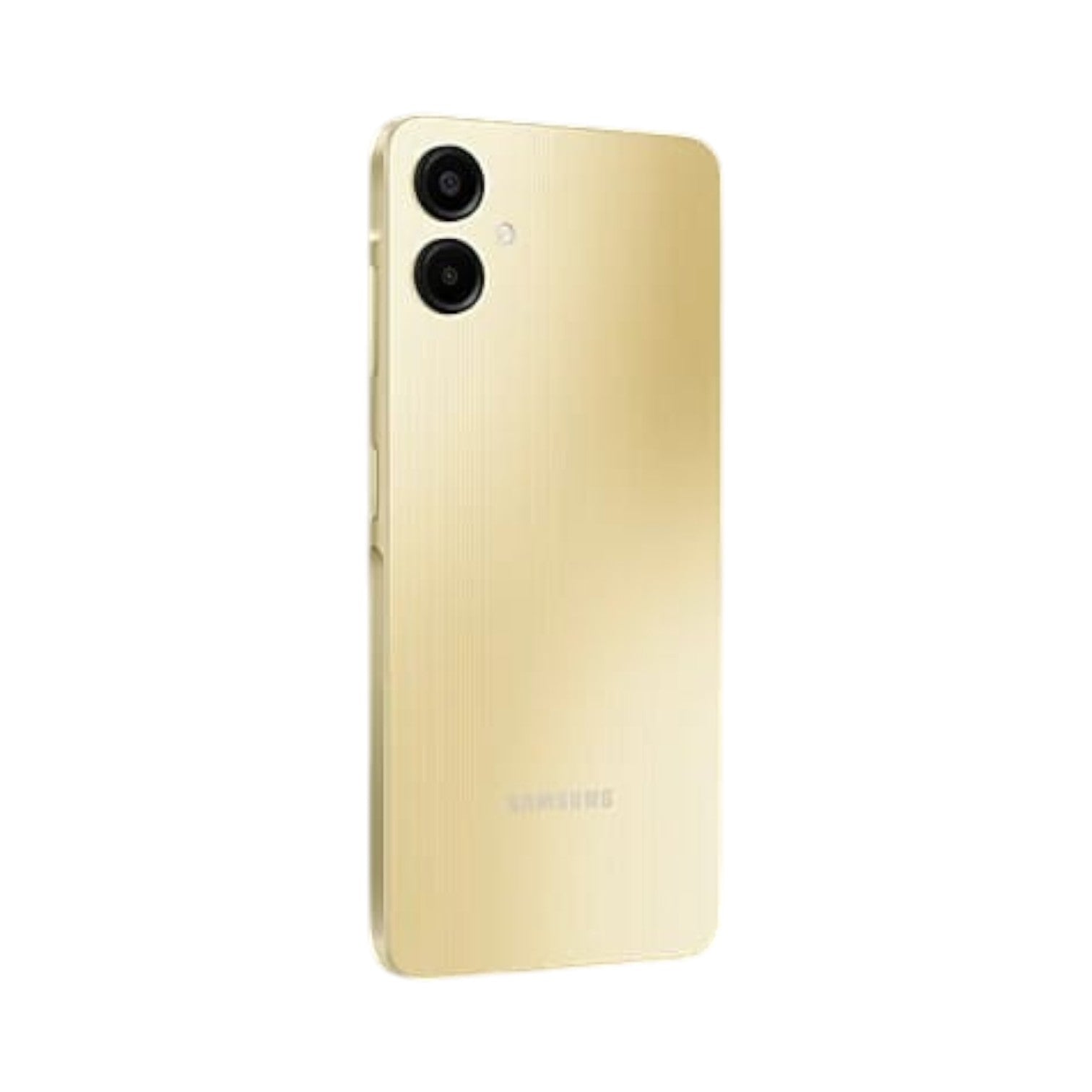 OBtech Samsung Galaxy A06 smartphone in gold with a dual rear camera system and a sleek, textured back panel.