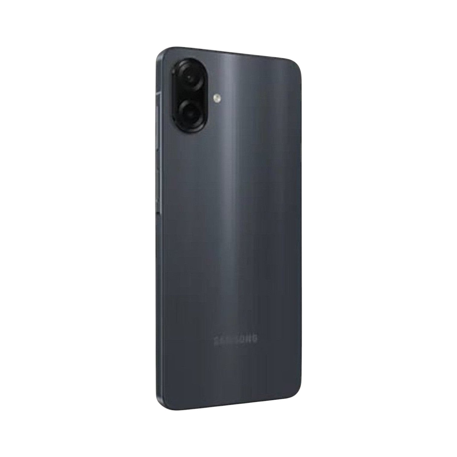 OBtech Samsung Galaxy A07 smartphone in dark grey with a dual rear camera setup, viewed from the back.
