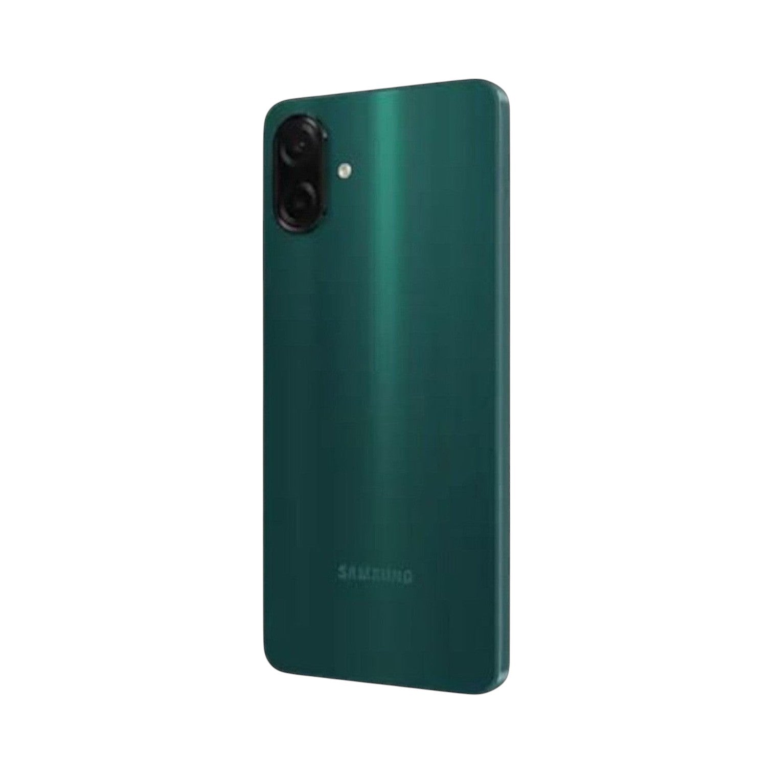 OBtech Samsung Galaxy A07 smartphone in dark green with a dual rear camera system, shown from the back angle.