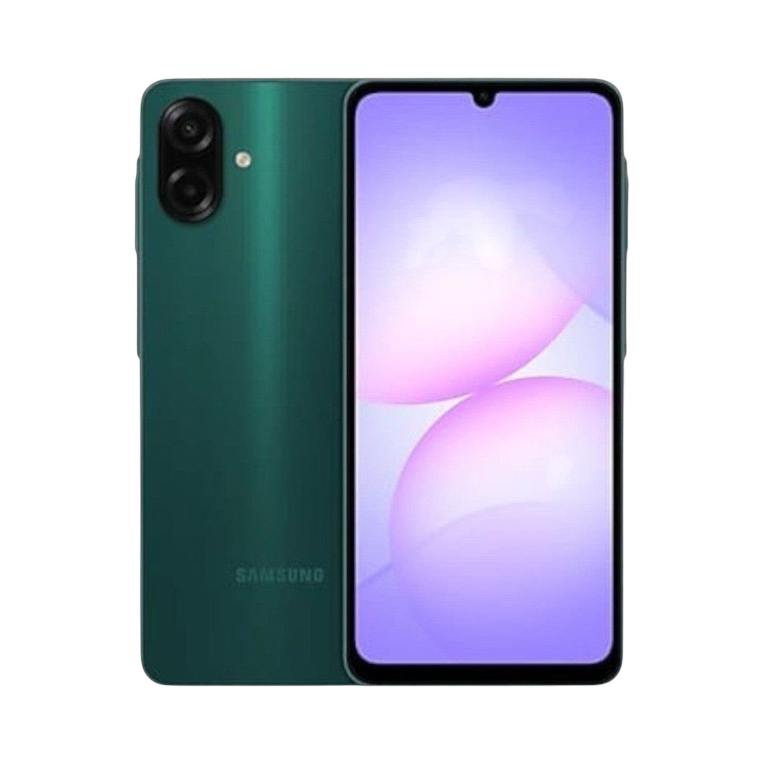 OBtech Samsung Galaxy A07 smartphone in dark green with a 6.5-inch display and dual rear camera system