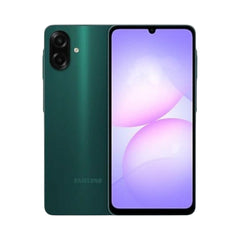 OBtech Samsung Galaxy A07 smartphone in dark green with a 6.5-inch display and dual rear camera system