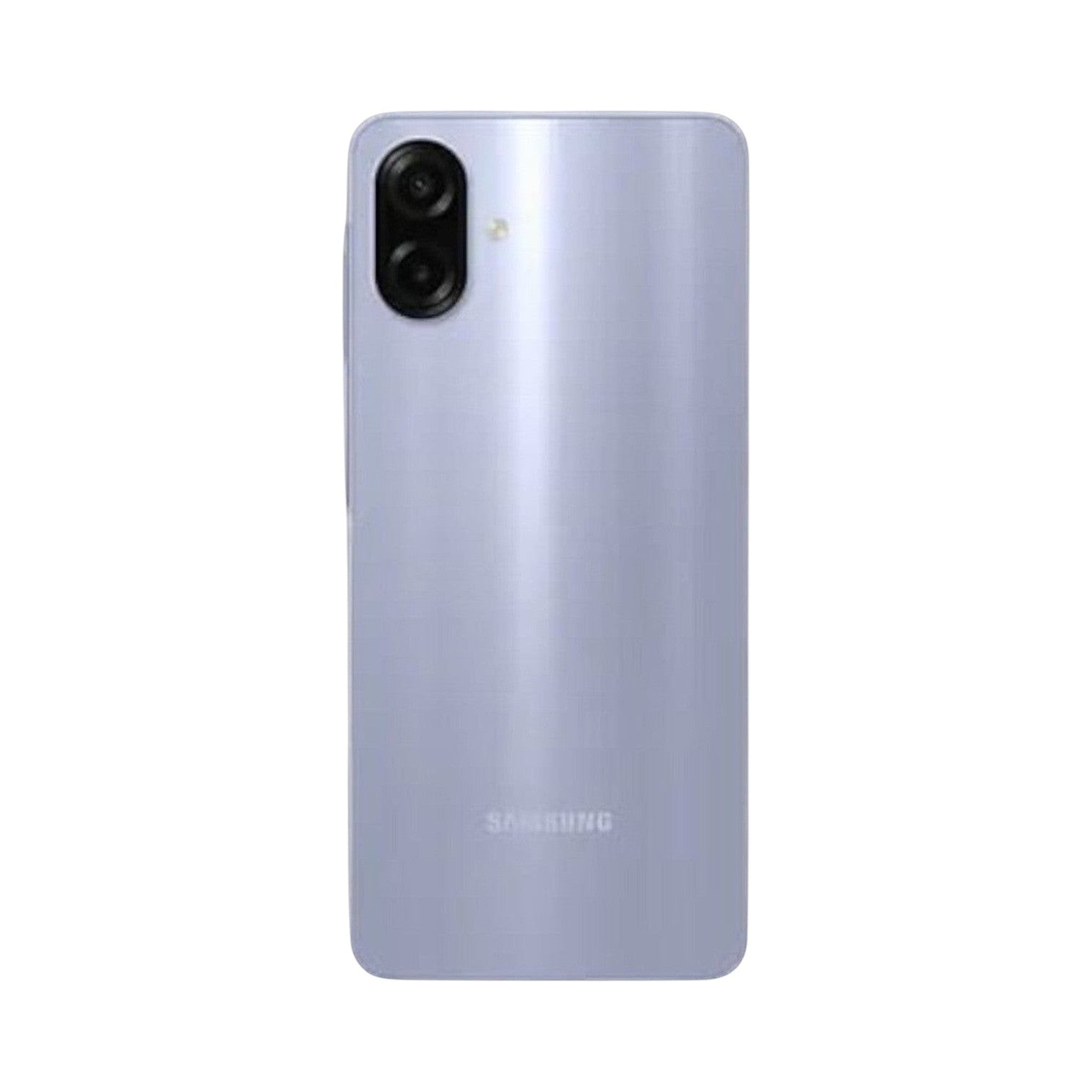 OBtech Samsung Galaxy A07 smartphone in light purple with a dual rear camera setup, viewed from the back.
