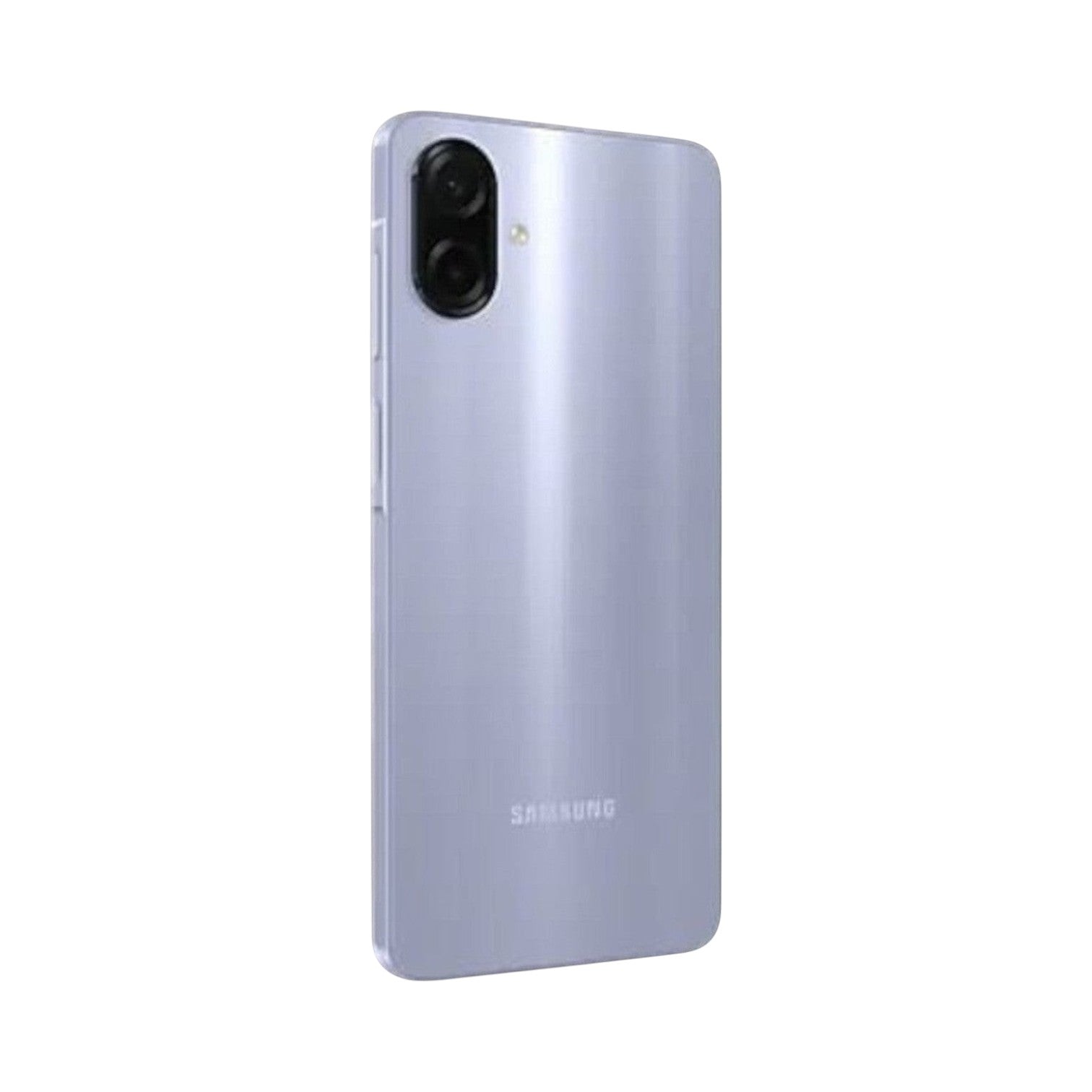 OBtech Samsung Galaxy A07 smartphone in light purple with a dual rear camera setup, viewed from the back.