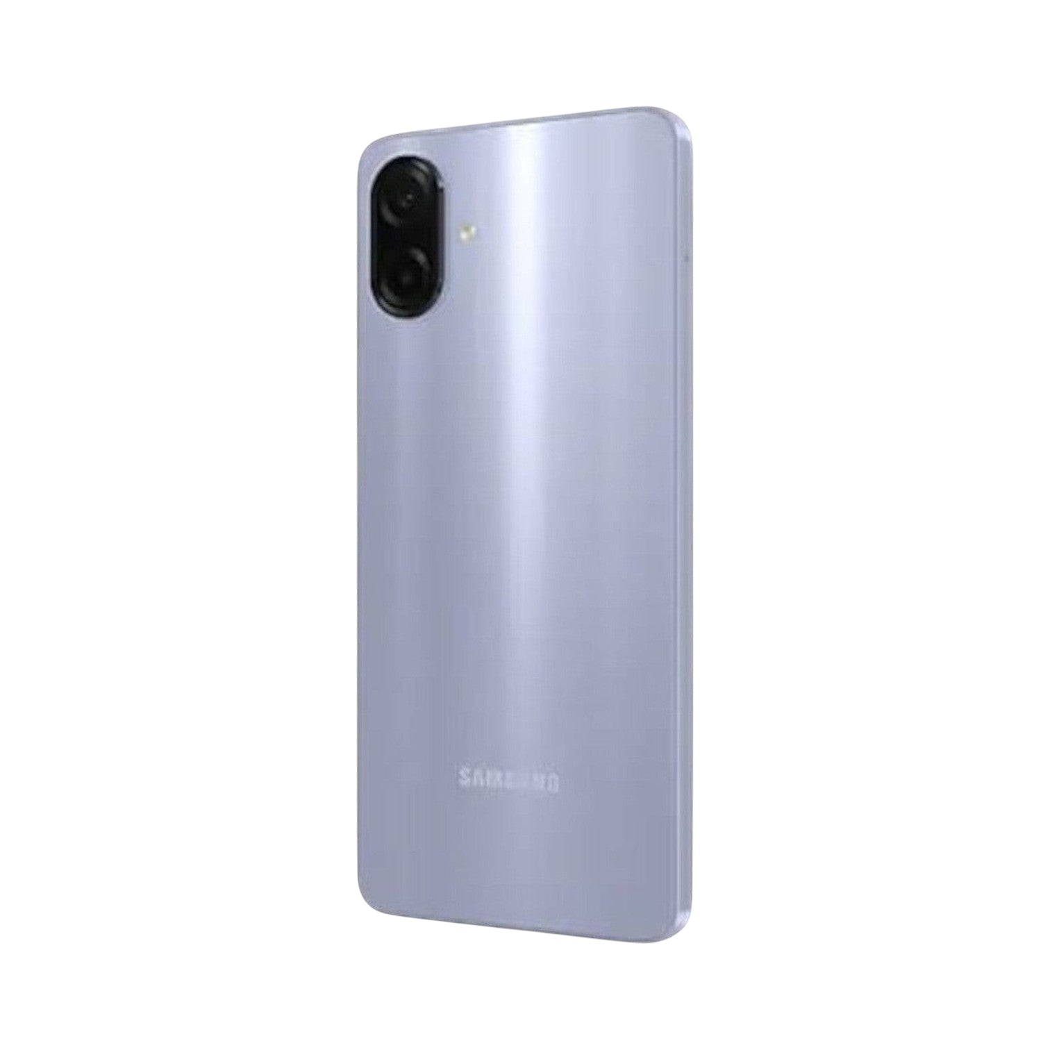 OBtech Samsung Galaxy A07 smartphone in light purple with a dual rear camera setup, shown from the back angle.