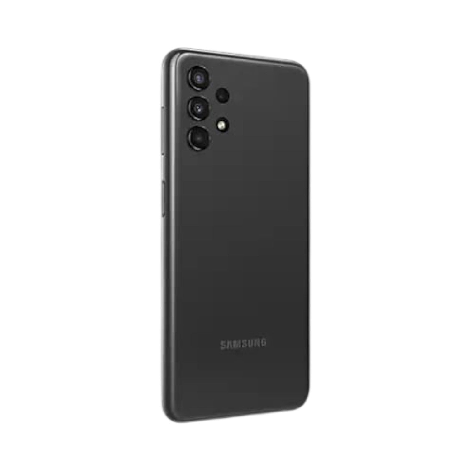OBtech Samsung Galaxy A13 smartphone in black, showing the rear quad-camera system and sleek matte finish.