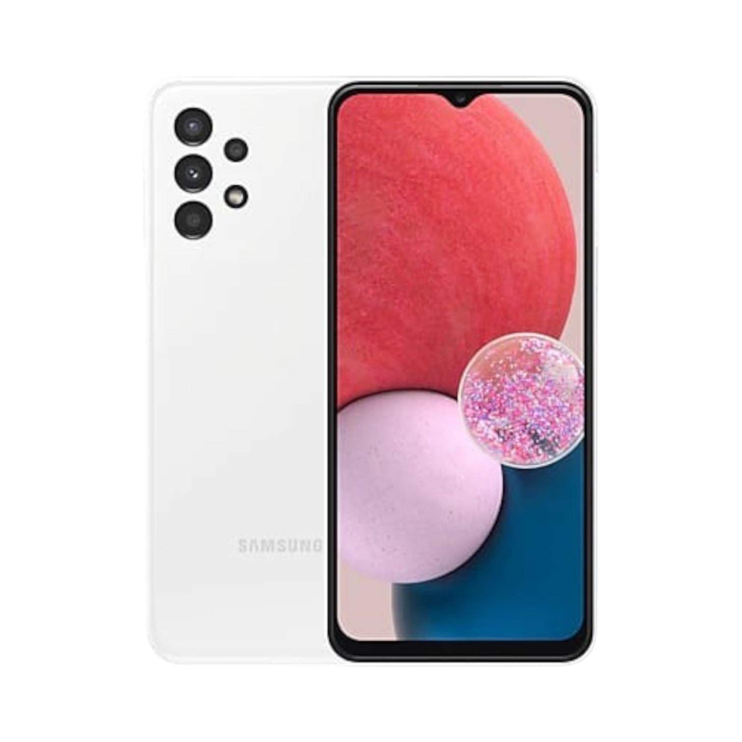 OBtech Samsung Galaxy A13 smartphone in white with a 6.6-inch display and quad-camera system