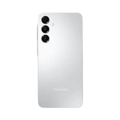 OBtech Samsung Galaxy A16 smartphone in white with a triple rear camera setup, viewed from the back.