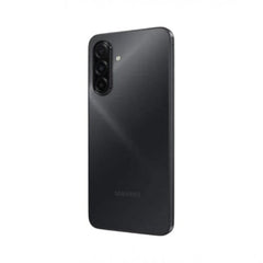 OBtech Samsung Galaxy A17 smartphone in black with a triple camera system and sleek rear panel design.