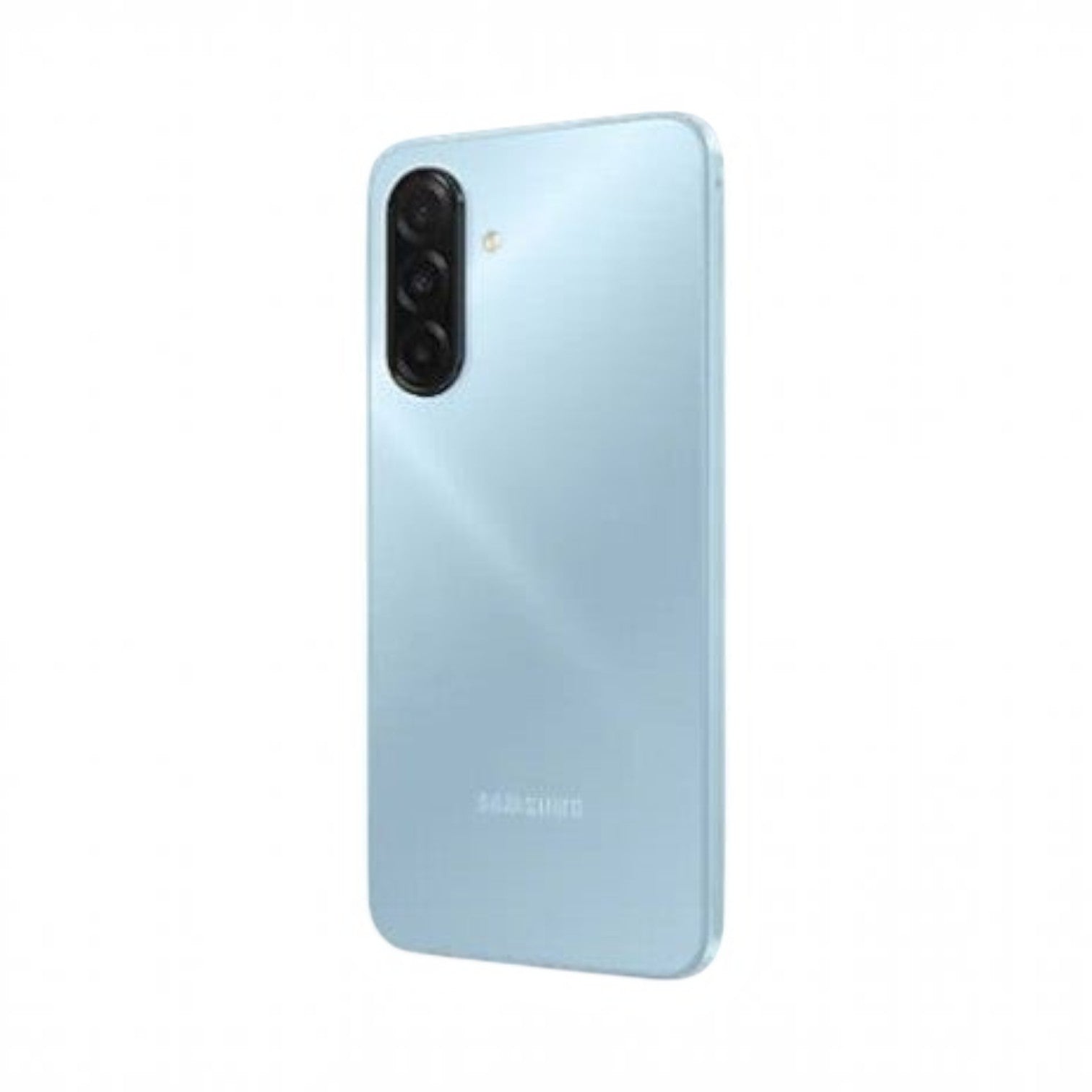 OBtech Samsung Galaxy A17 smartphone in light blue with a triple camera system, viewed from the rear angle.
