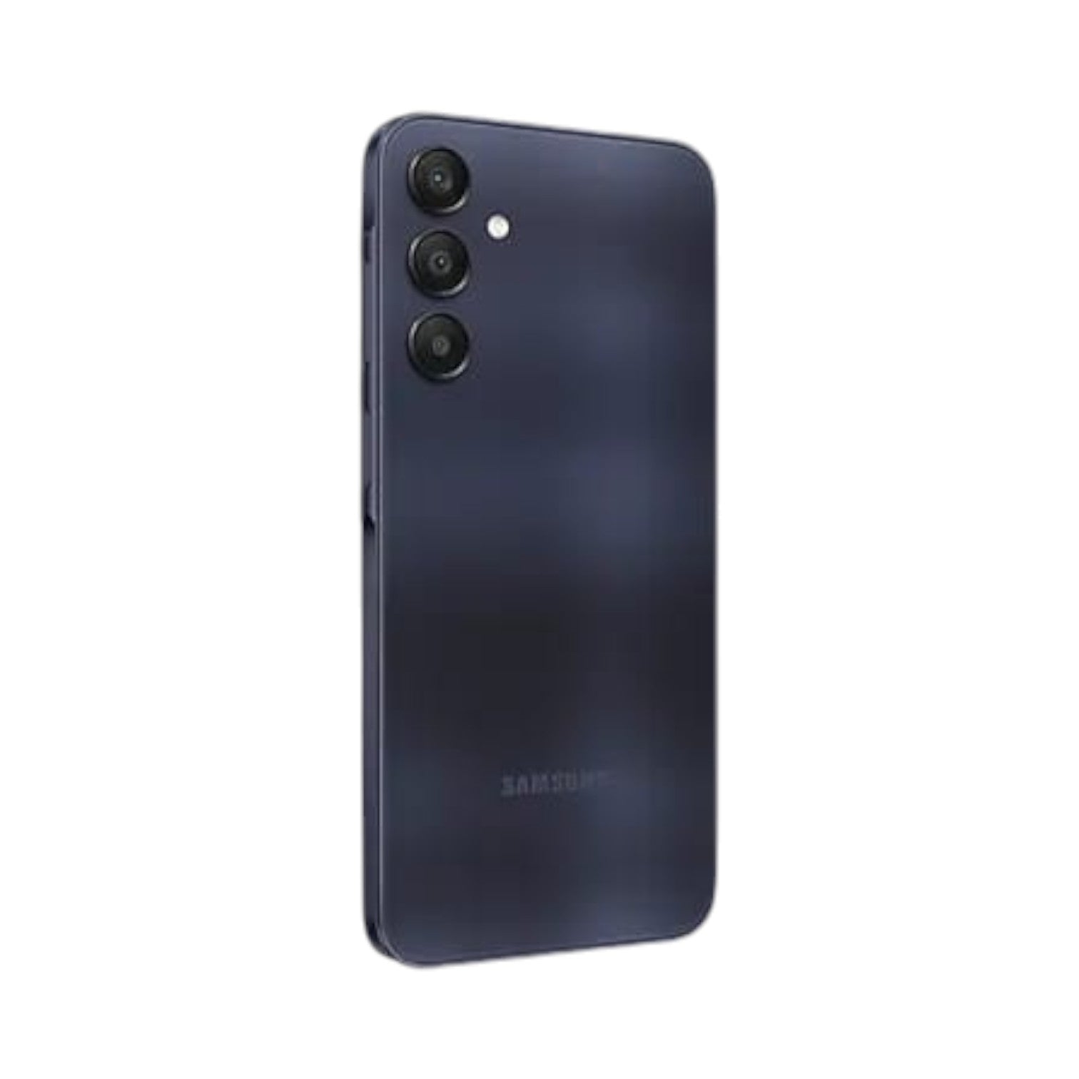 OBtech Samsung Galaxy A25 5G smartphone in dark blue, showing the triple camera system and sleek back panel design.