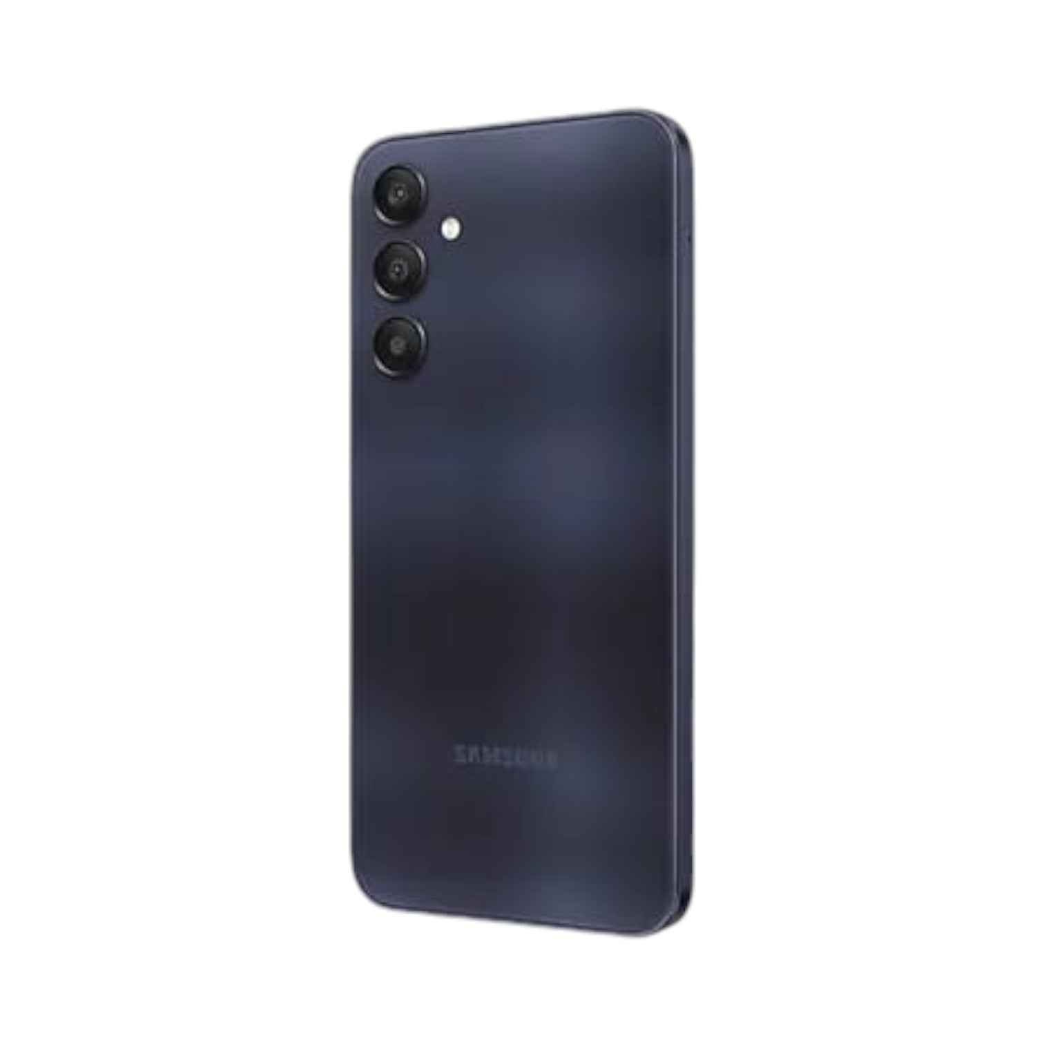 OBtech Samsung Galaxy A25 5G smartphone in dark blue, showing the rear triple camera system and sleek finish.