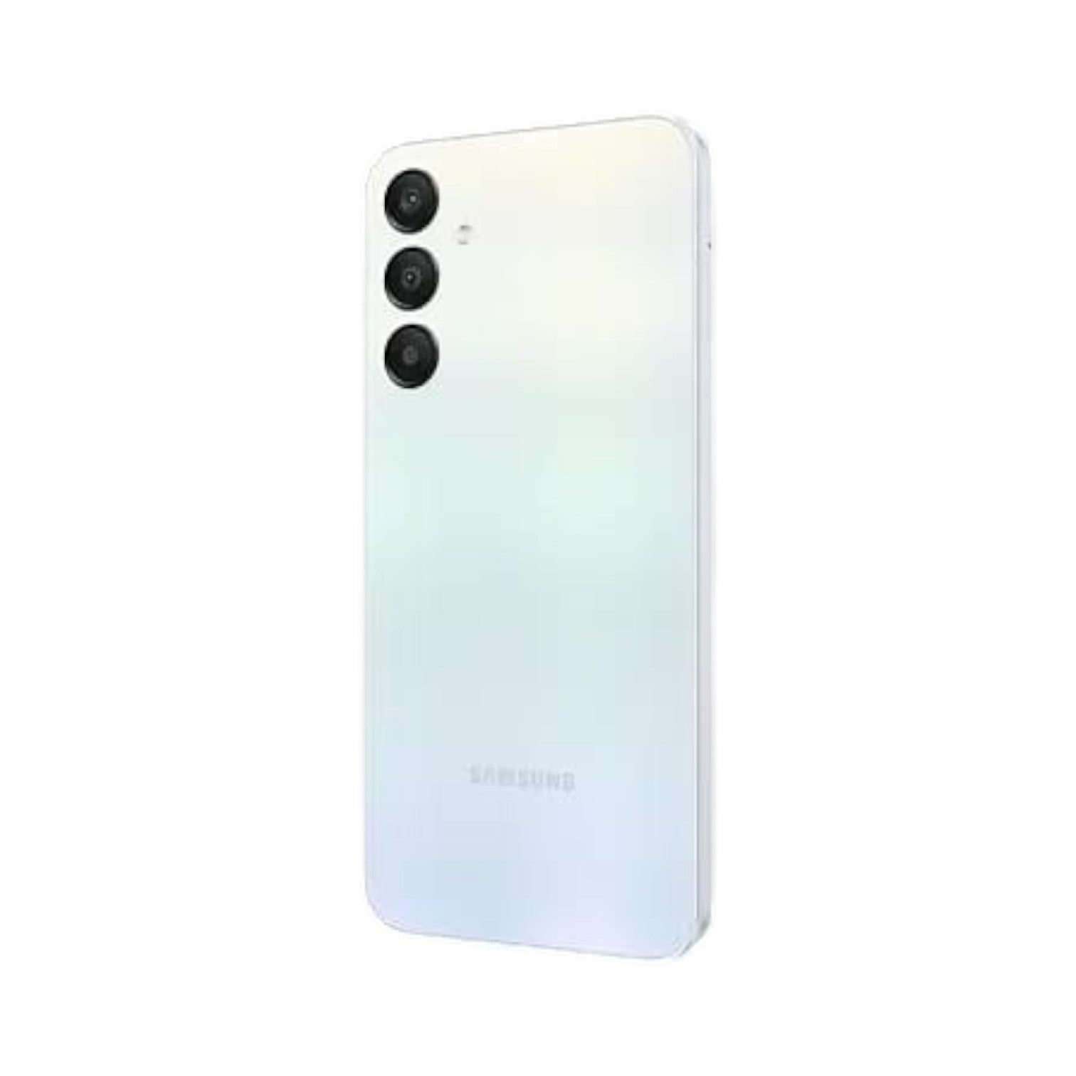 OBtech Samsung Galaxy A25 5G smartphone in a sleek white finish, showing the triple camera system and rear panel.