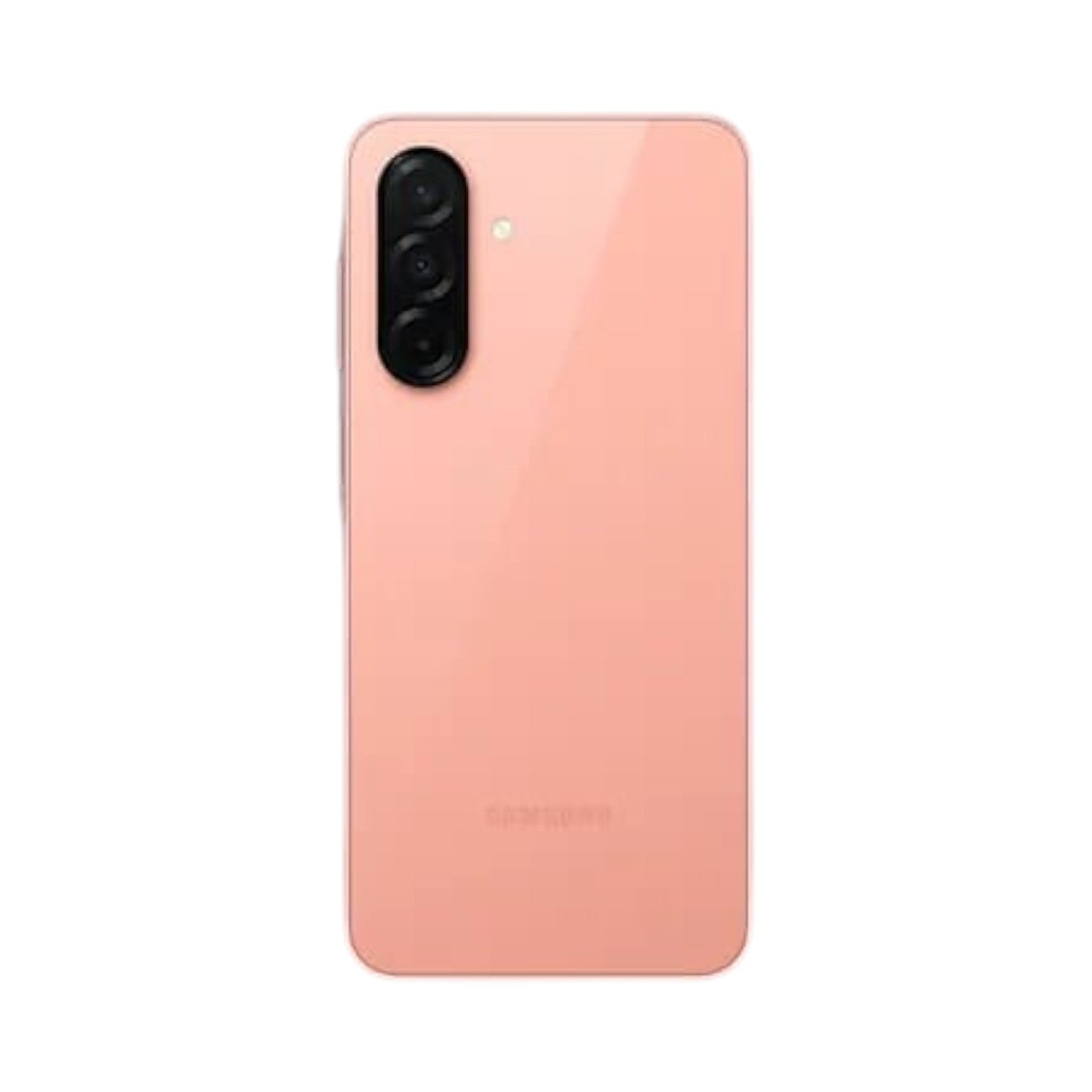 OBtech Samsung Galaxy A26 5G smartphone in a soft peach pink finish with a vertical triple rear camera module.