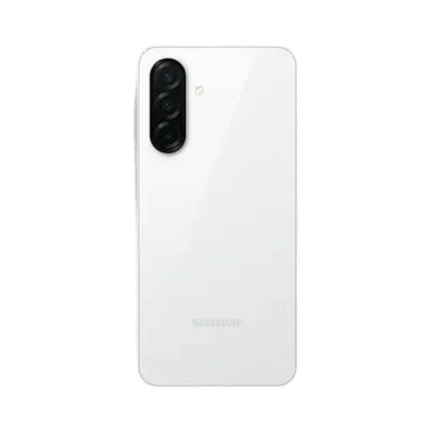 OBtech Samsung Galaxy A26 5G smartphone in white, showing the triple rear camera setup and sleek glass back design.