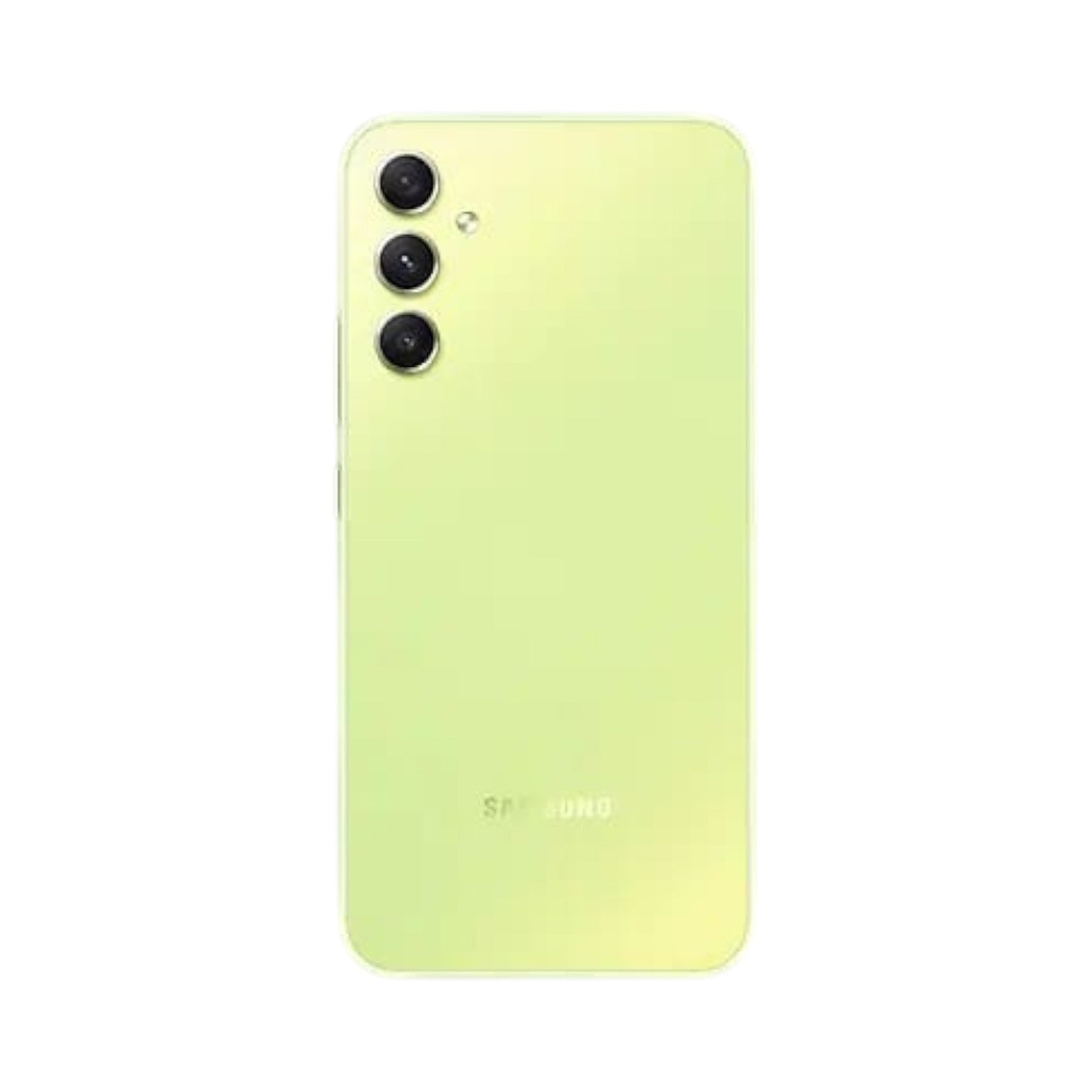OBtech Samsung Galaxy A34 5G smartphone in light green with a triple rear camera system on a clean white background.