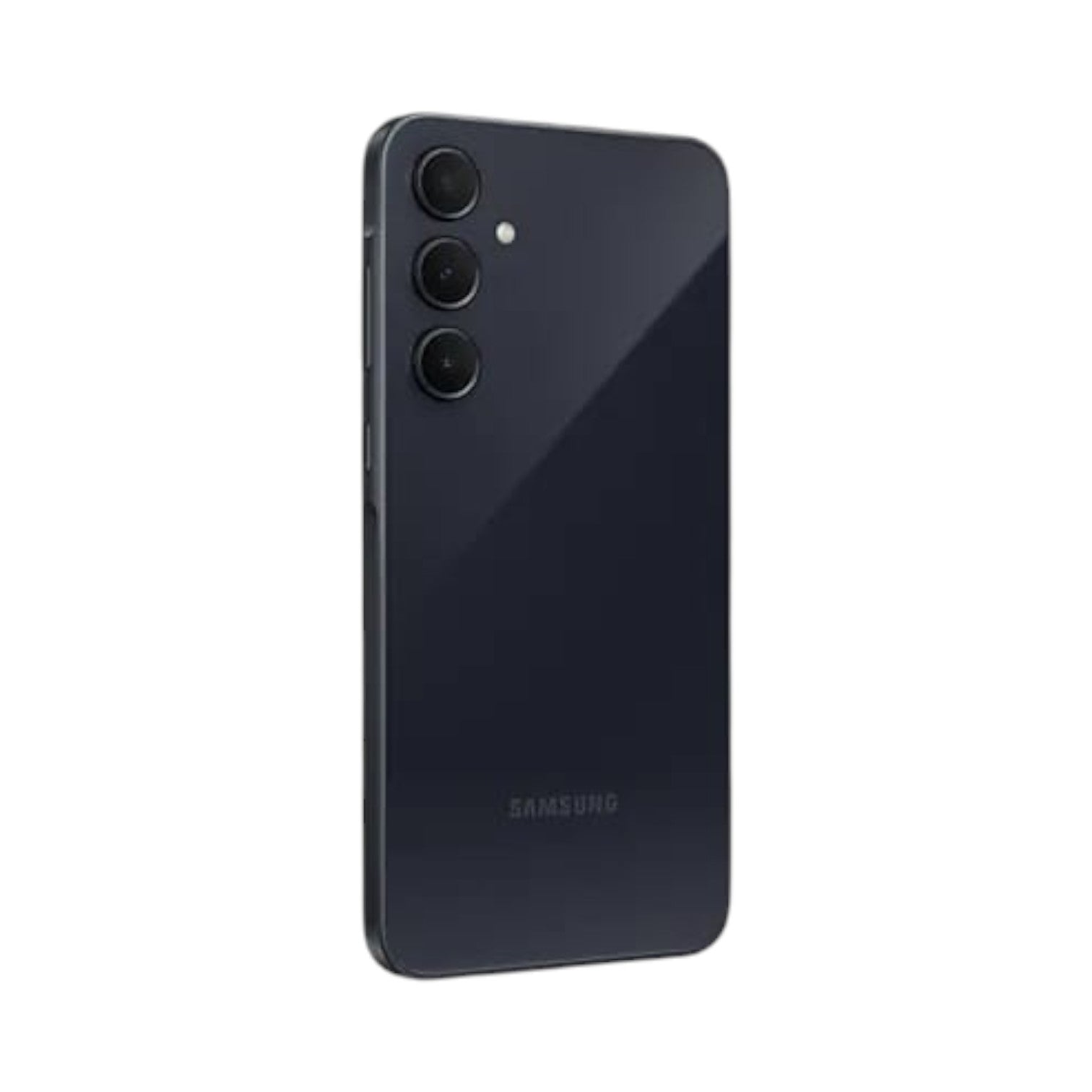 OBtech Samsung Galaxy A35 5G smartphone in dark grey, showing the rear triple camera system and sleek design.