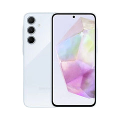 OBtech Samsung Galaxy A35 5G smartphone in light blue with a 6.6-inch Super AMOLED display and triple camera system.