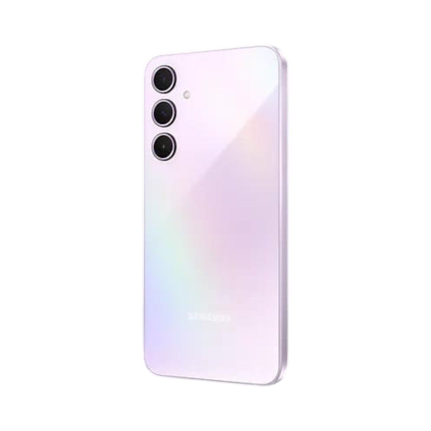 OBtech Samsung Galaxy A35 5G smartphone in lilac with a triple camera system and sleek glass back design.