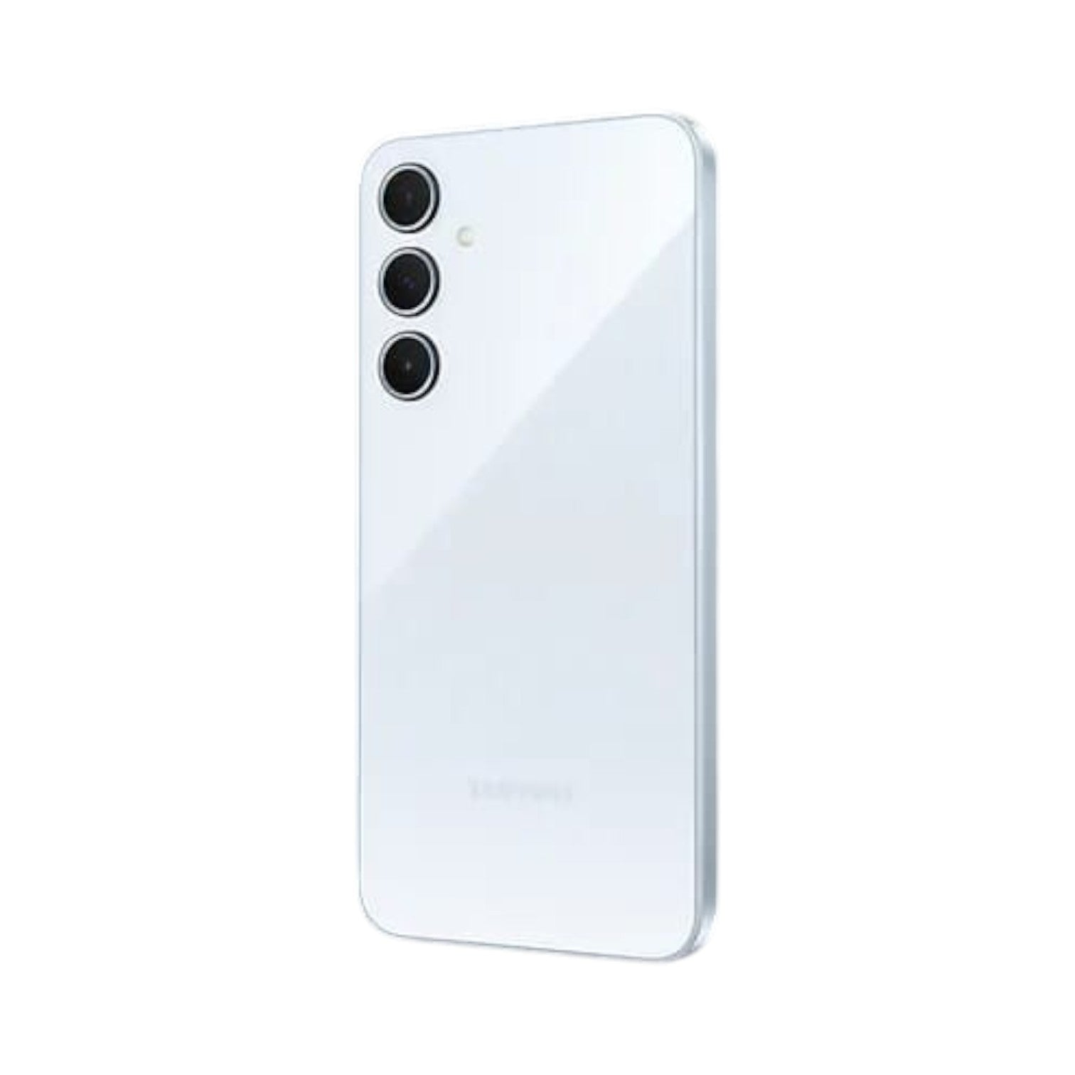 OBtech Samsung Galaxy A35 5G smartphone in white with a triple camera system and sleek glass back design