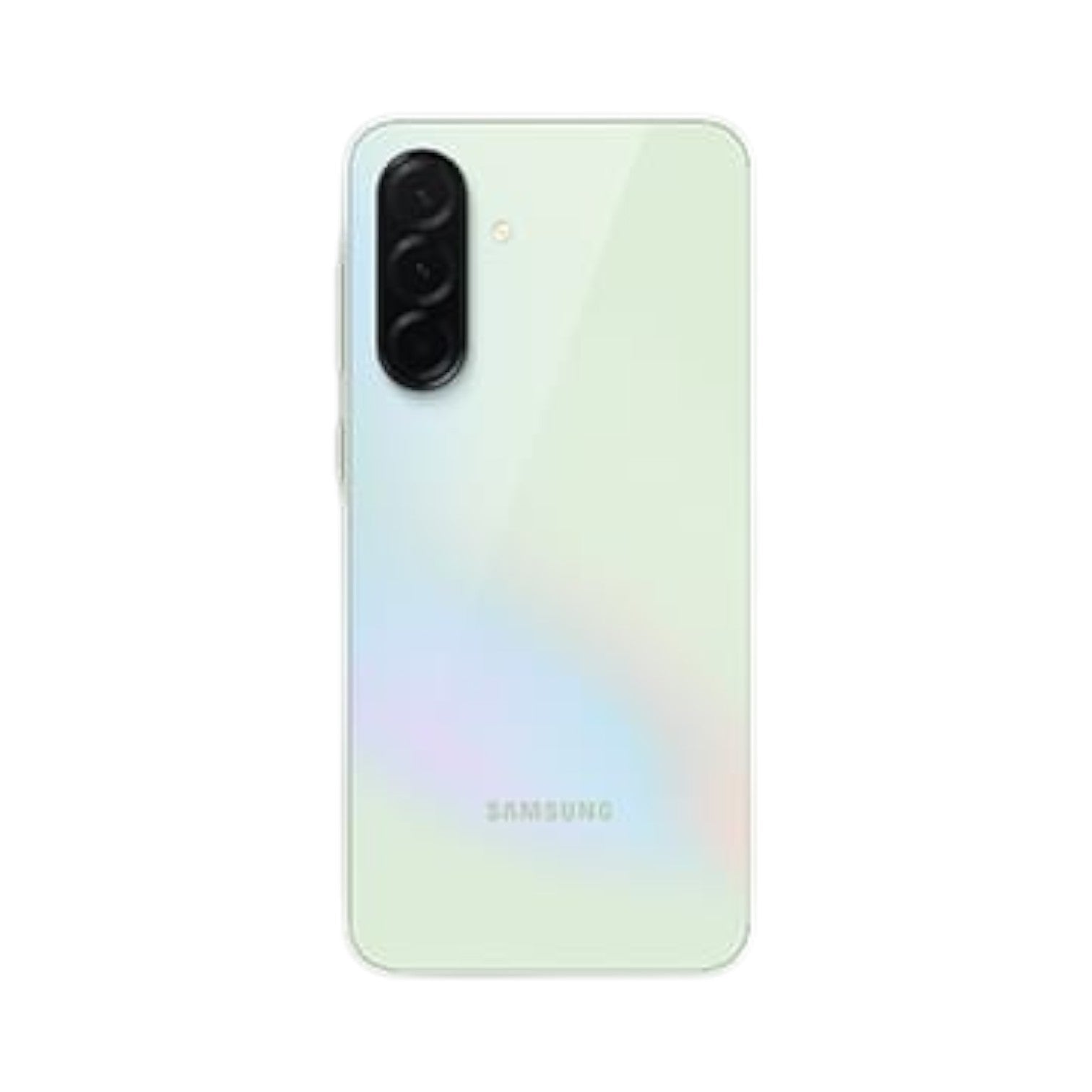 OBtech Samsung Galaxy A36 5G smartphone in a light green finish, showing the triple rear camera setup and sleek back.