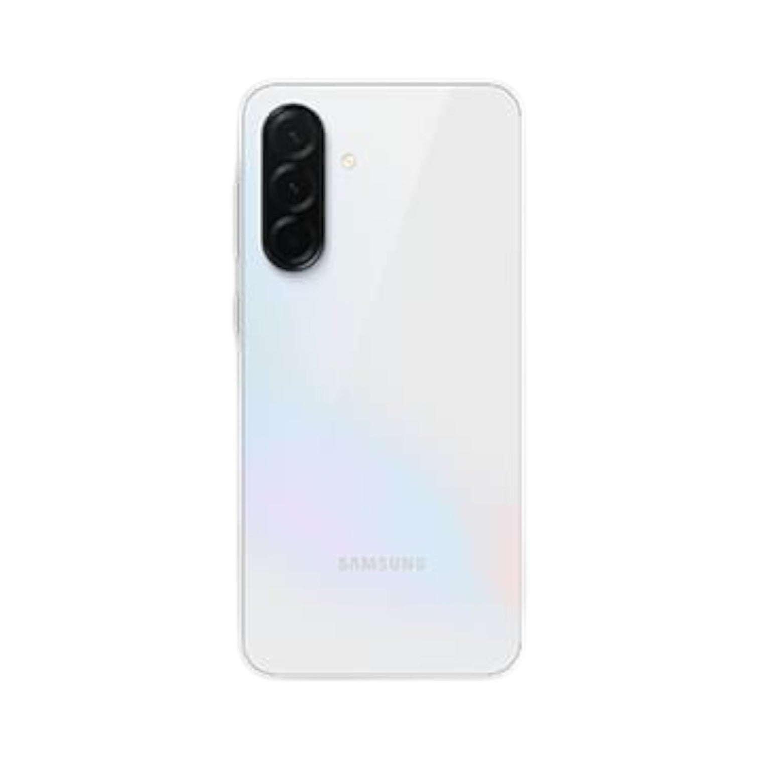 OBtech Samsung Galaxy A36 5G smartphone in white, showing the triple rear camera setup and sleek back panel.