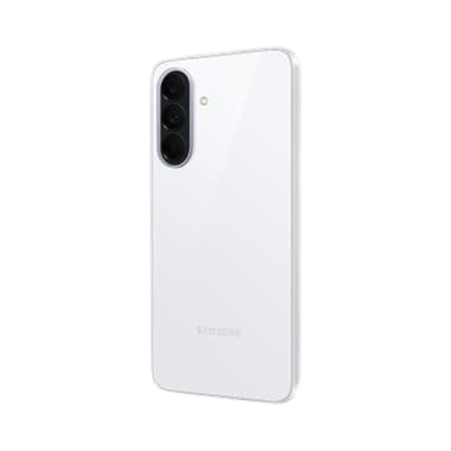 OBtech Samsung Galaxy A37 5G smartphone in white, showing the rear triple camera setup and sleek glossy finish.