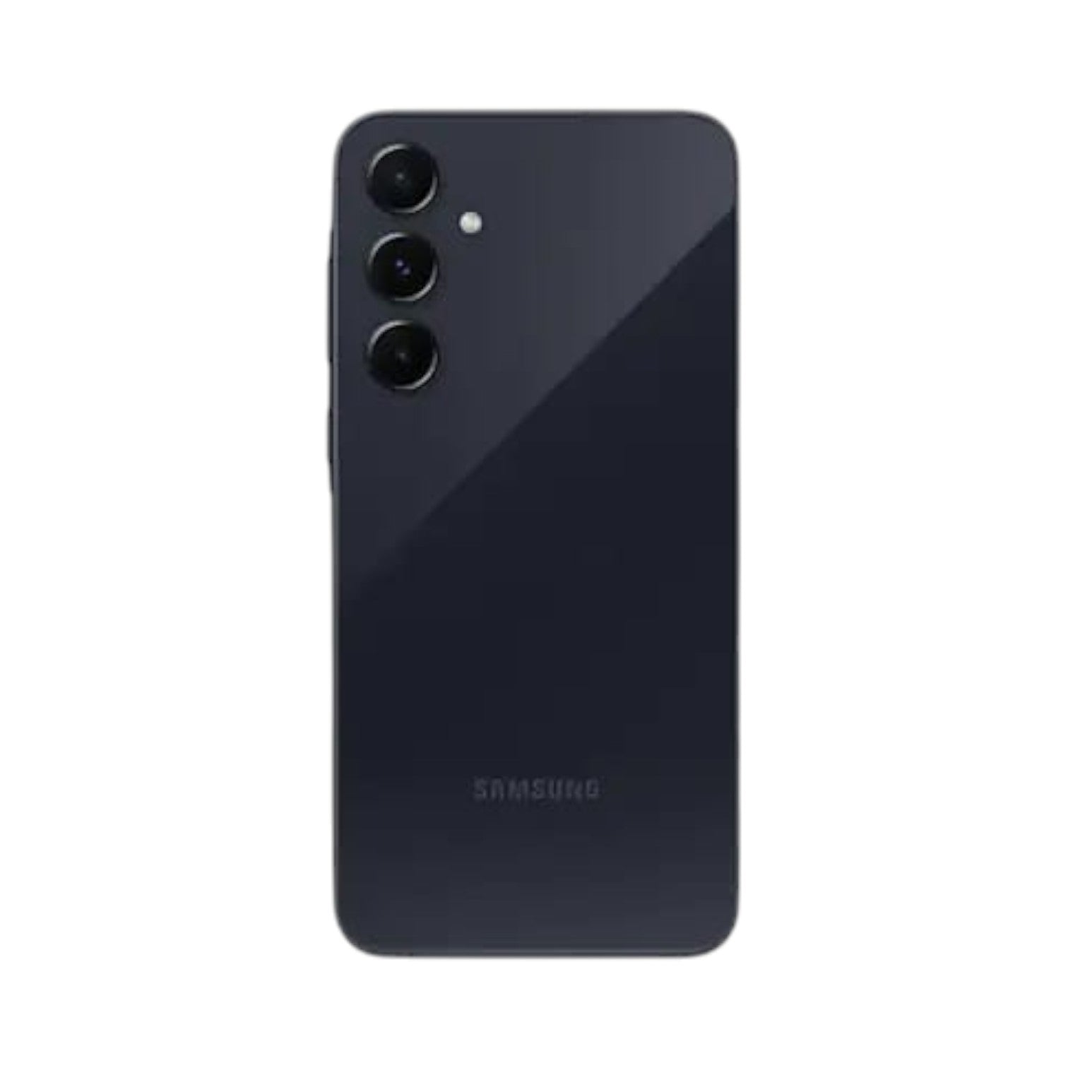 OBtech Samsung Galaxy A55 5G smartphone in dark blue with a premium glass back and triple camera system.