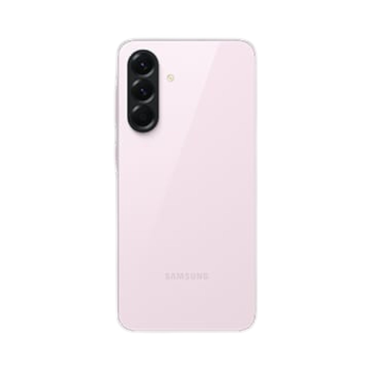 OBtech Samsung Galaxy A56 5G smartphone in light pink with a triple rear camera setup and glass back design.
