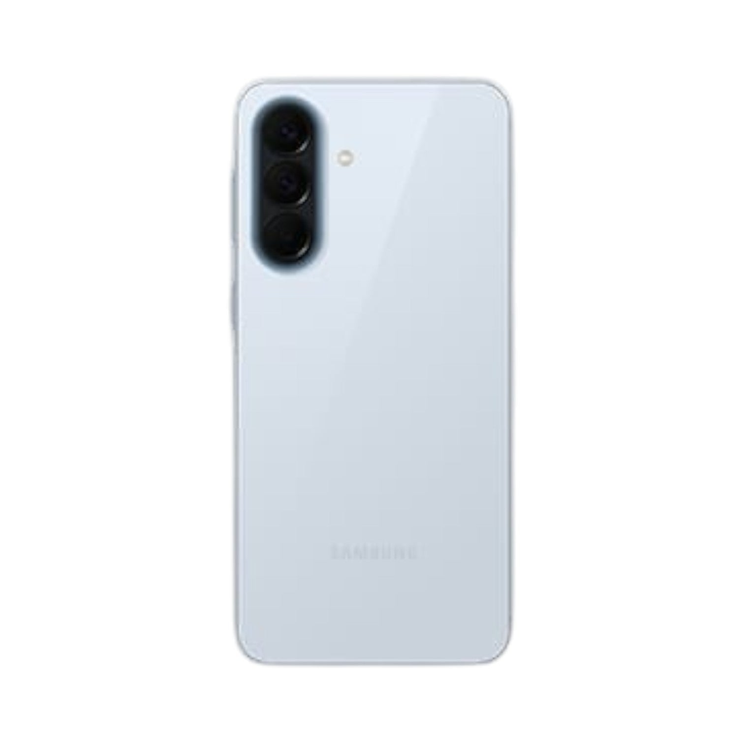 OBtech Samsung Galaxy A57 5G smartphone in light blue with a sleek triple-lens camera system on the back.