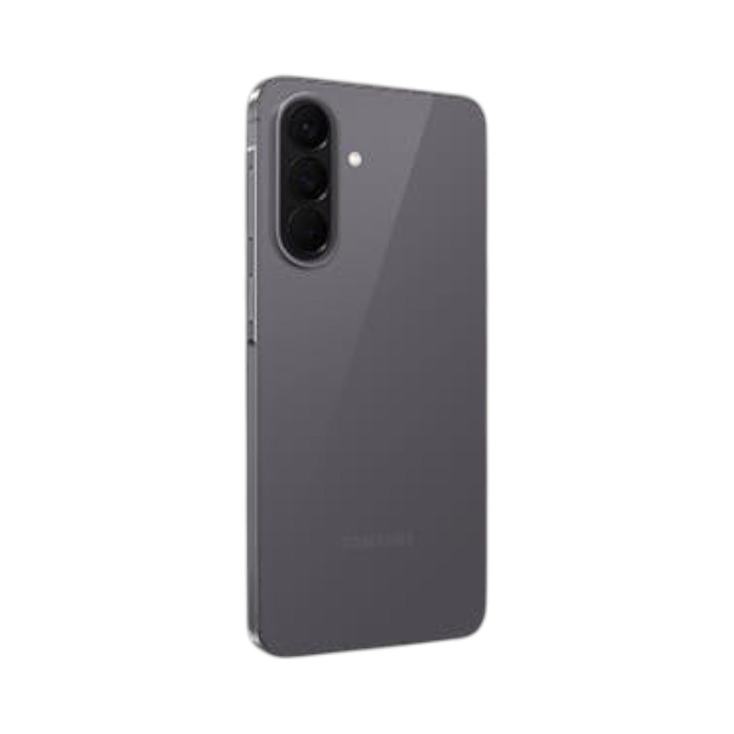 OBtech Samsung Galaxy A57 5G smartphone in dark grey with a sleek triple-lens camera system and slim profile.