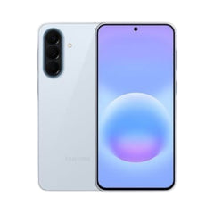 OBtech Samsung Galaxy A57 5G smartphone in light blue with a vibrant Super AMOLED display and triple rear camera.