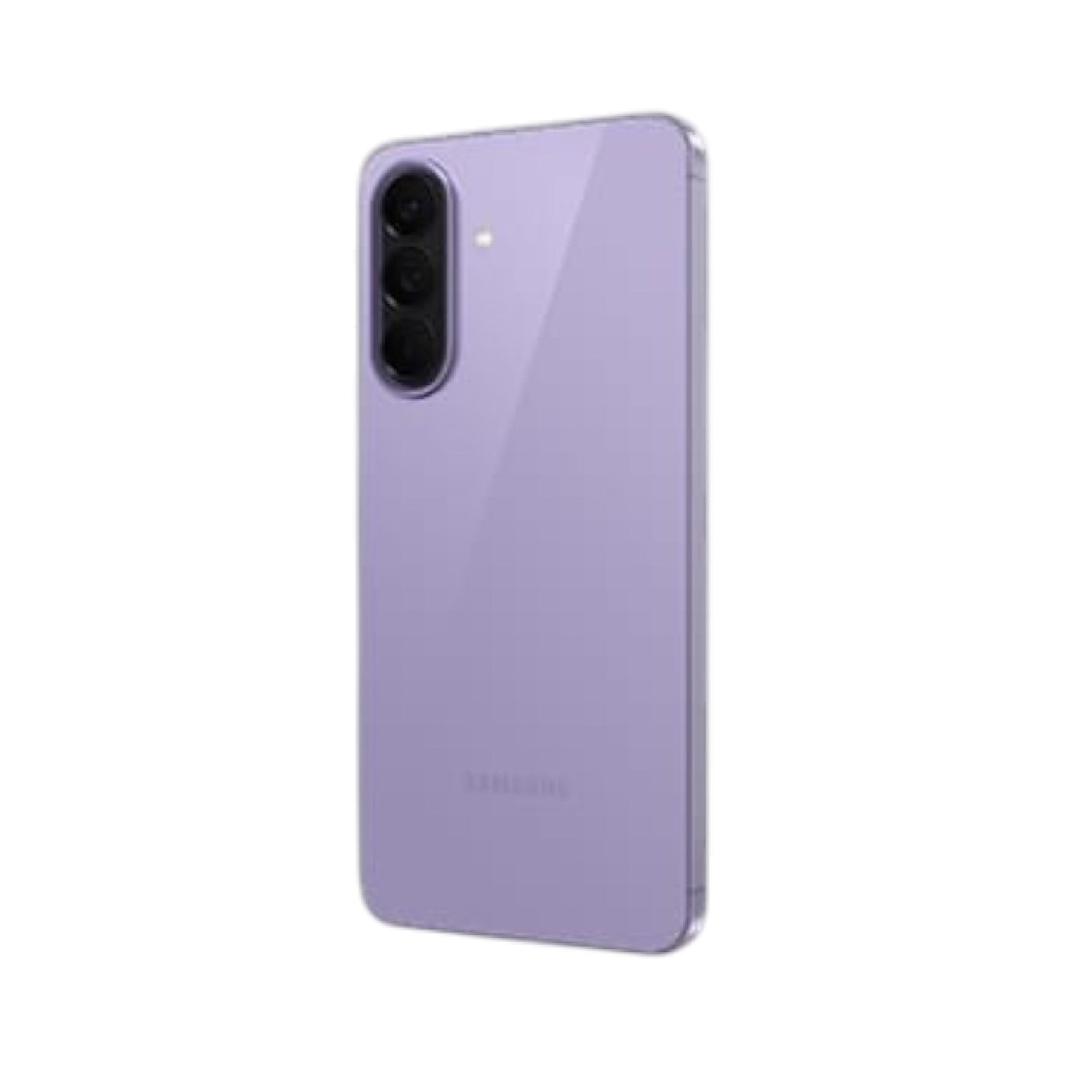 OBtech Samsung Galaxy A57 5G smartphone in light purple with a sleek triple-lens camera system on the back.