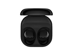 OBtech Samsung Galaxy Buds Core wireless earbuds in black with an open charging case, featuring a sleek design.