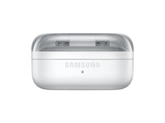 OBtech Samsung Galaxy Buds4 white wireless charging case with a transparent lid showing earbuds inside