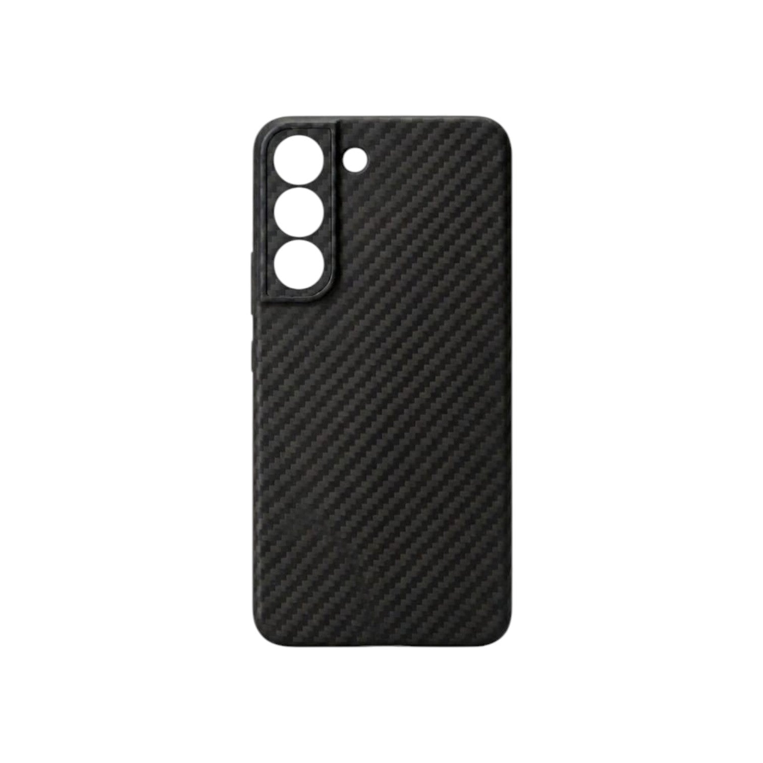 OBtech black woven fiber and leather protective case for Samsung Galaxy S22 and S23 with camera cutouts