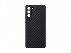 OBtech Samsung Galaxy S22 phone case with a black carbon fiber texture and precise camera cutouts