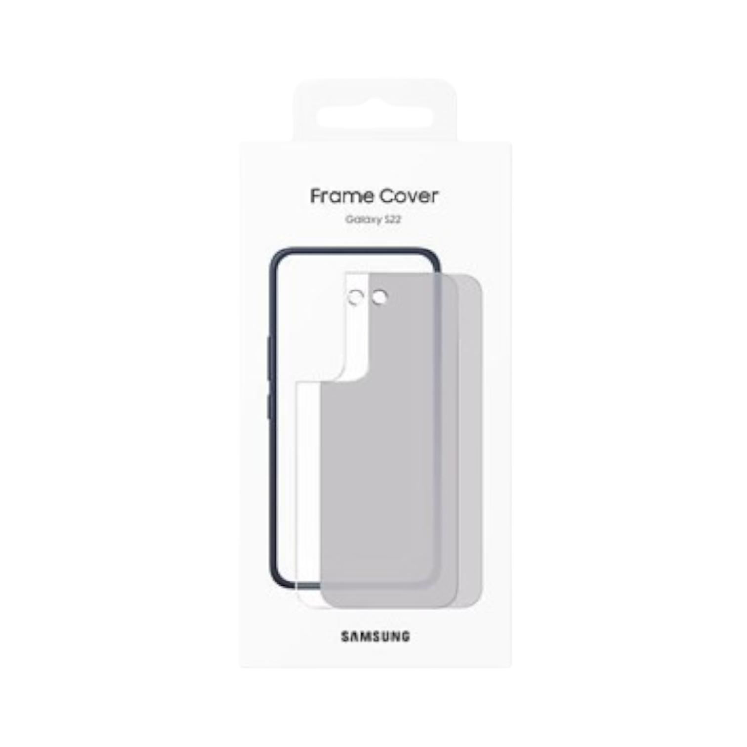OBtech Samsung Galaxy S22+ Frame Cover in retail packaging showing the minimalist bumper design