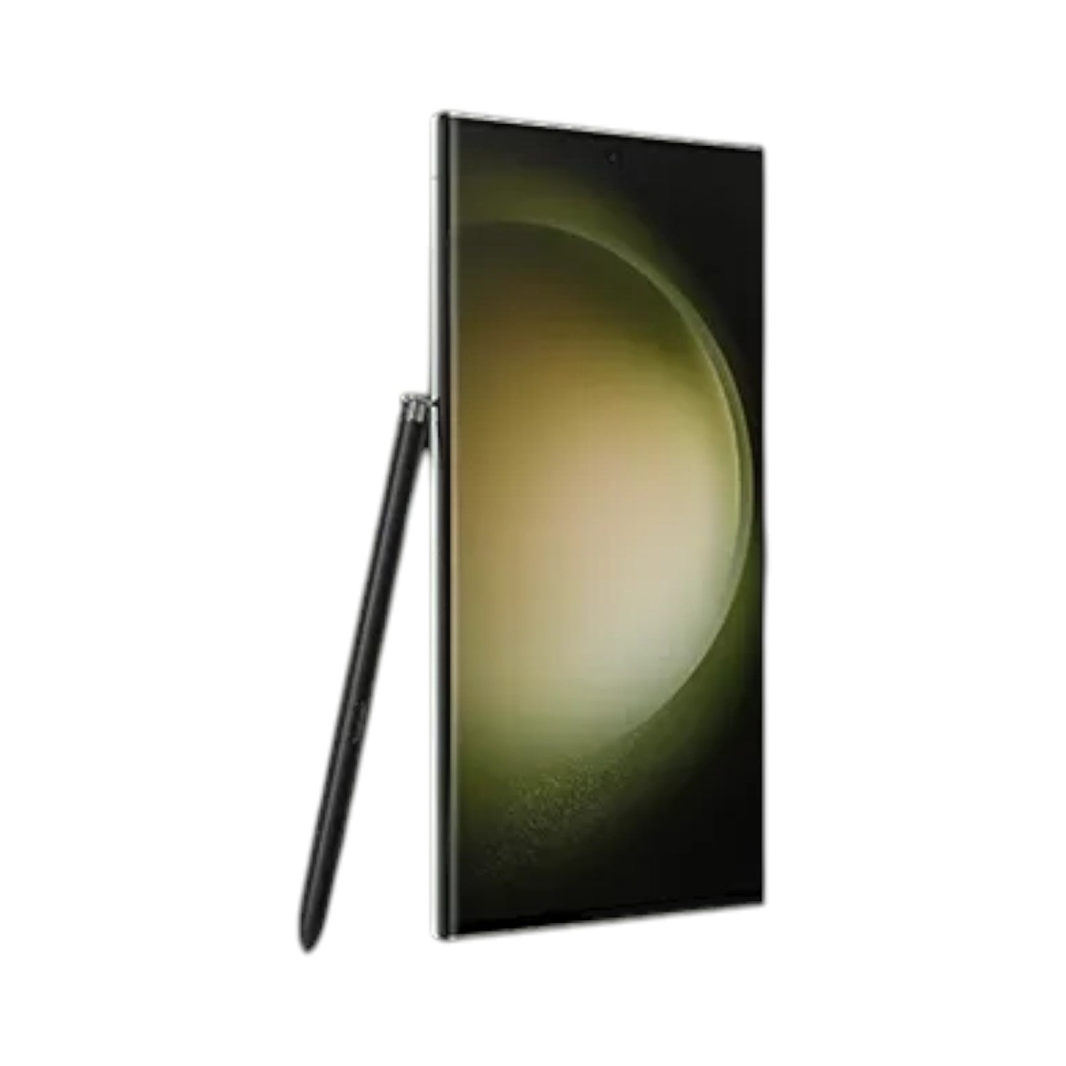 OBtech Samsung Galaxy S23 Ultra smartphone with S Pen stylus, featuring a sleek glass display in a side view
