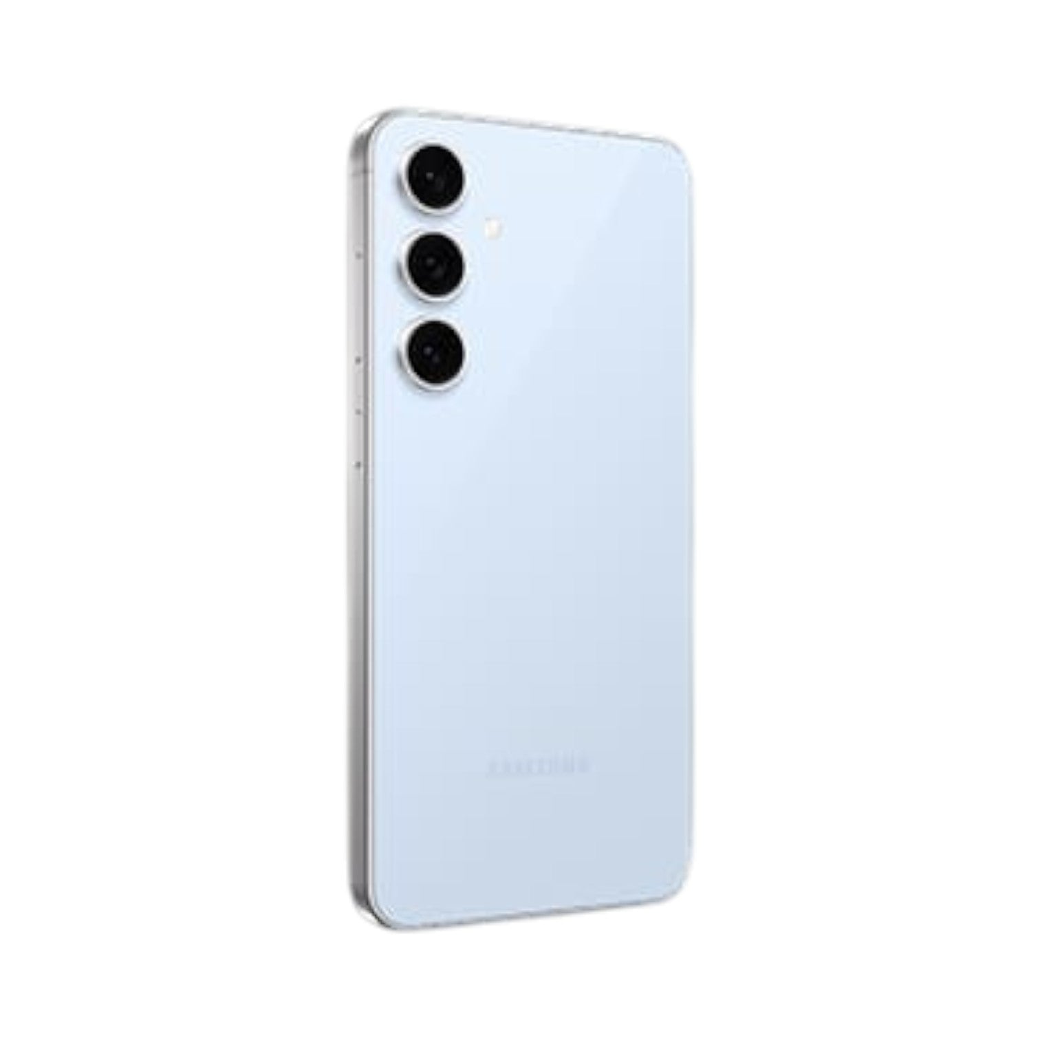 OBtech Samsung Galaxy S24 FE smartphone in light blue with a sleek triple-camera system on the back.