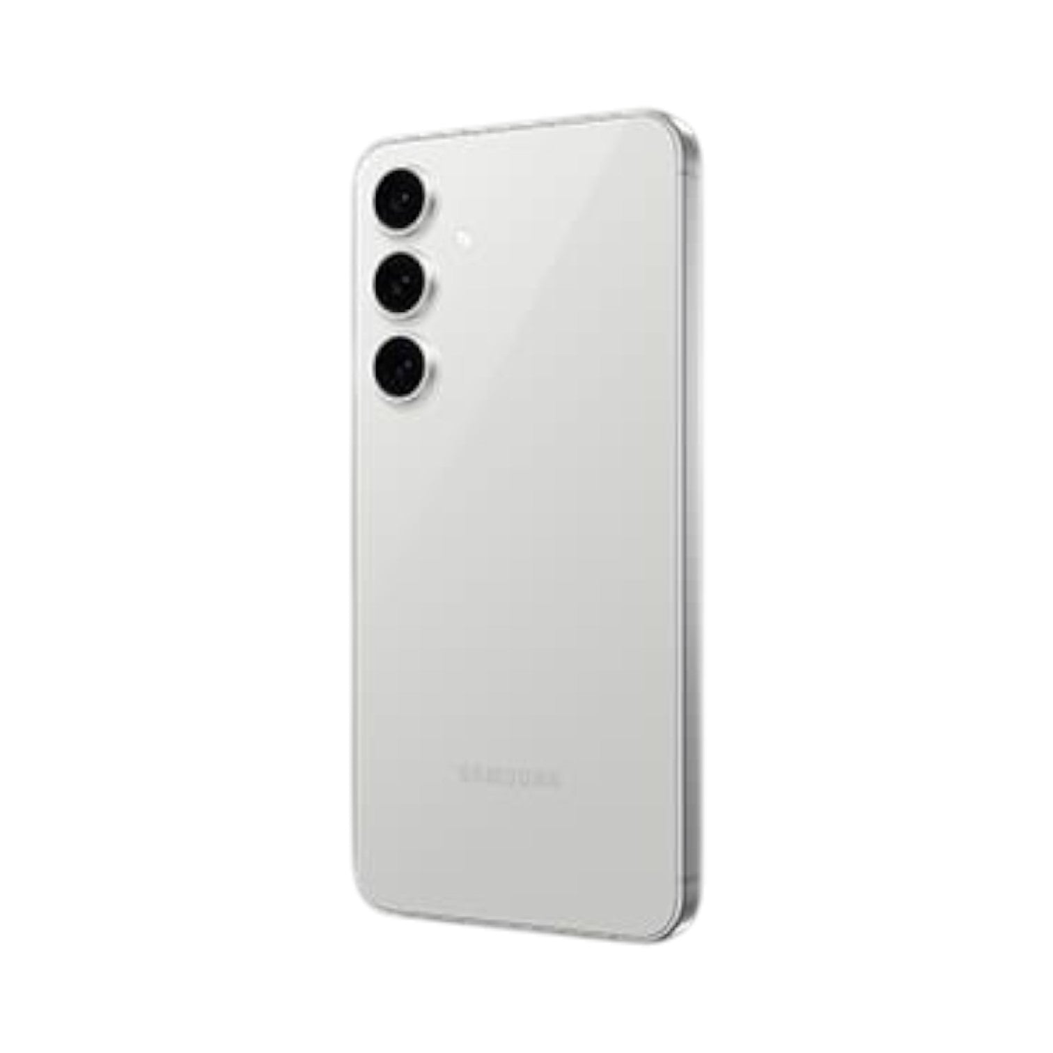 OBtech Samsung Galaxy S24 FE smartphone in white, showing the sleek rear design with a triple-camera system.