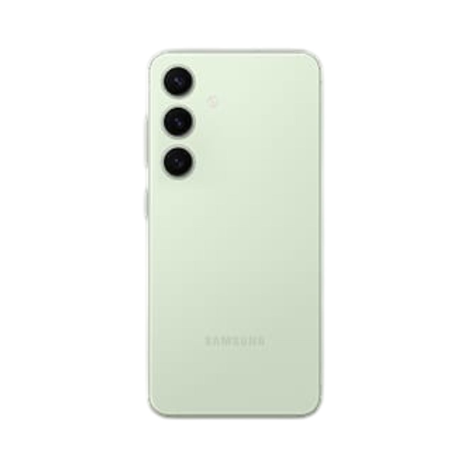 OBtech Samsung Galaxy S24 smartphone in light green with a triple-camera system and sleek compact design.