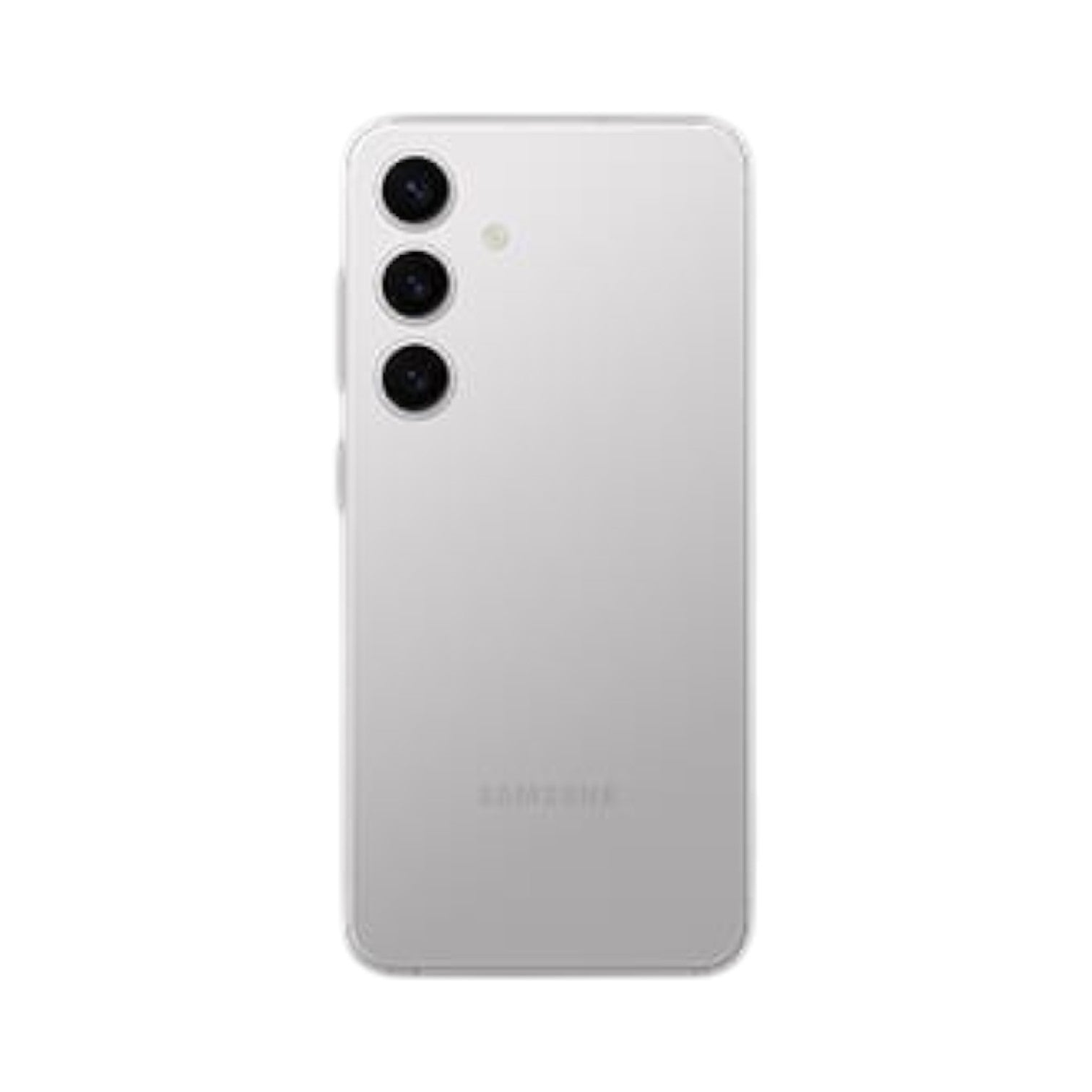 OBtech Samsung Galaxy S24 smartphone in silver with a triple-camera system and sleek Armor Aluminum frame.
