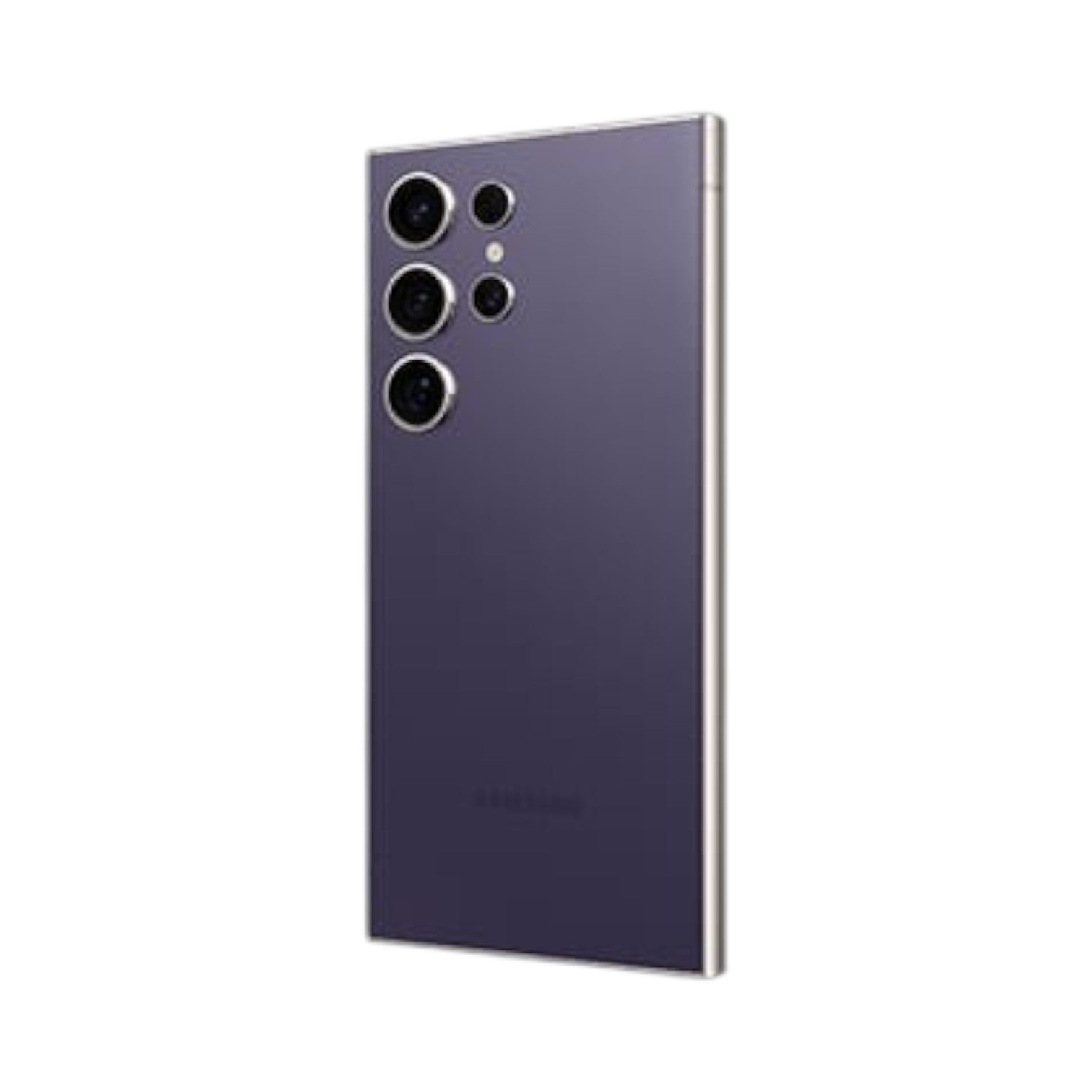 OBtech Samsung Galaxy S24 Ultra in violet with a titanium frame and quad-camera system, rear view.