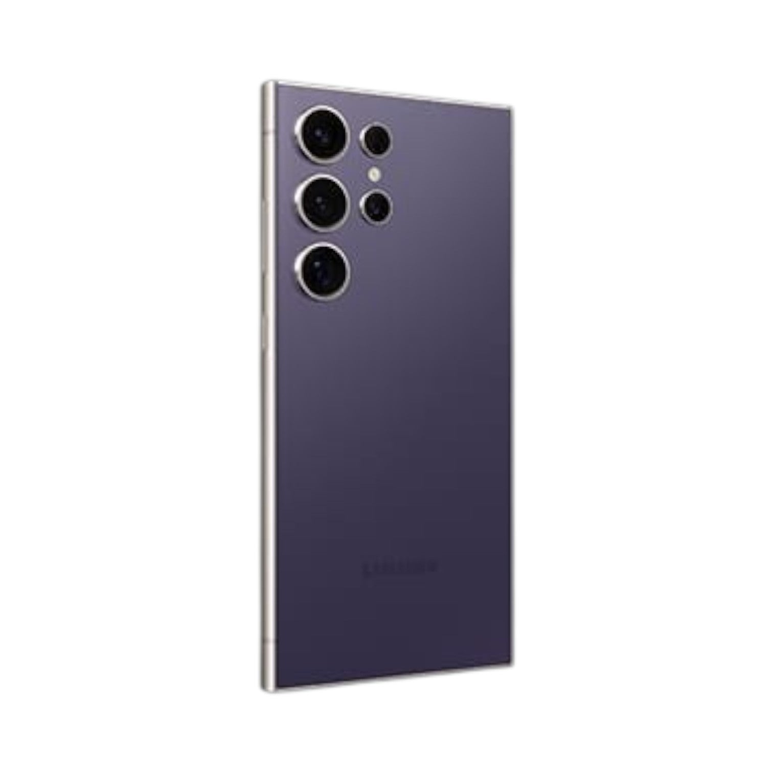 OBtech Samsung Galaxy S24 Ultra in violet with a titanium frame and quad-camera system, rear view.