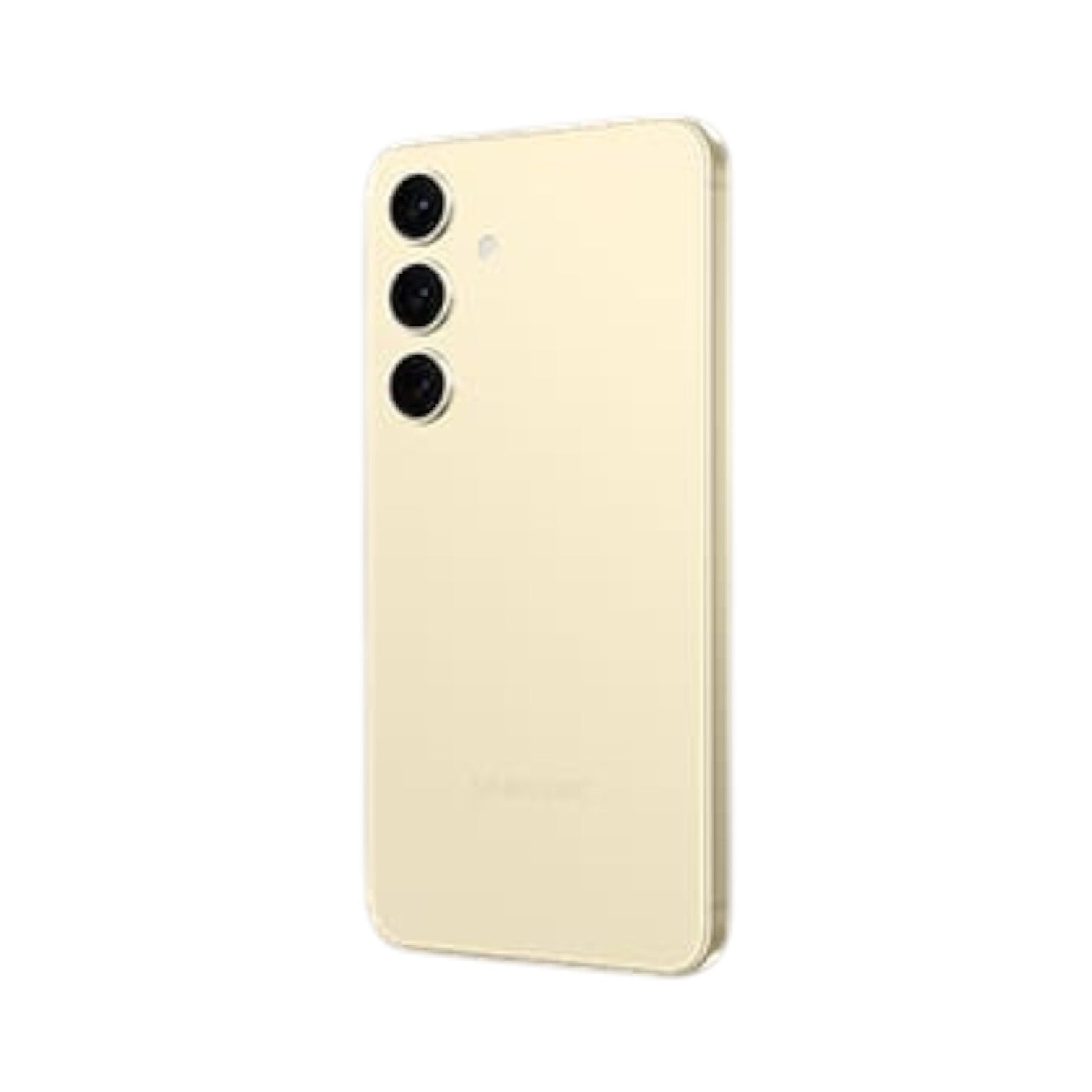 OBtech Samsung Galaxy S24 smartphone in yellow with a triple-camera system, viewed from the back.
