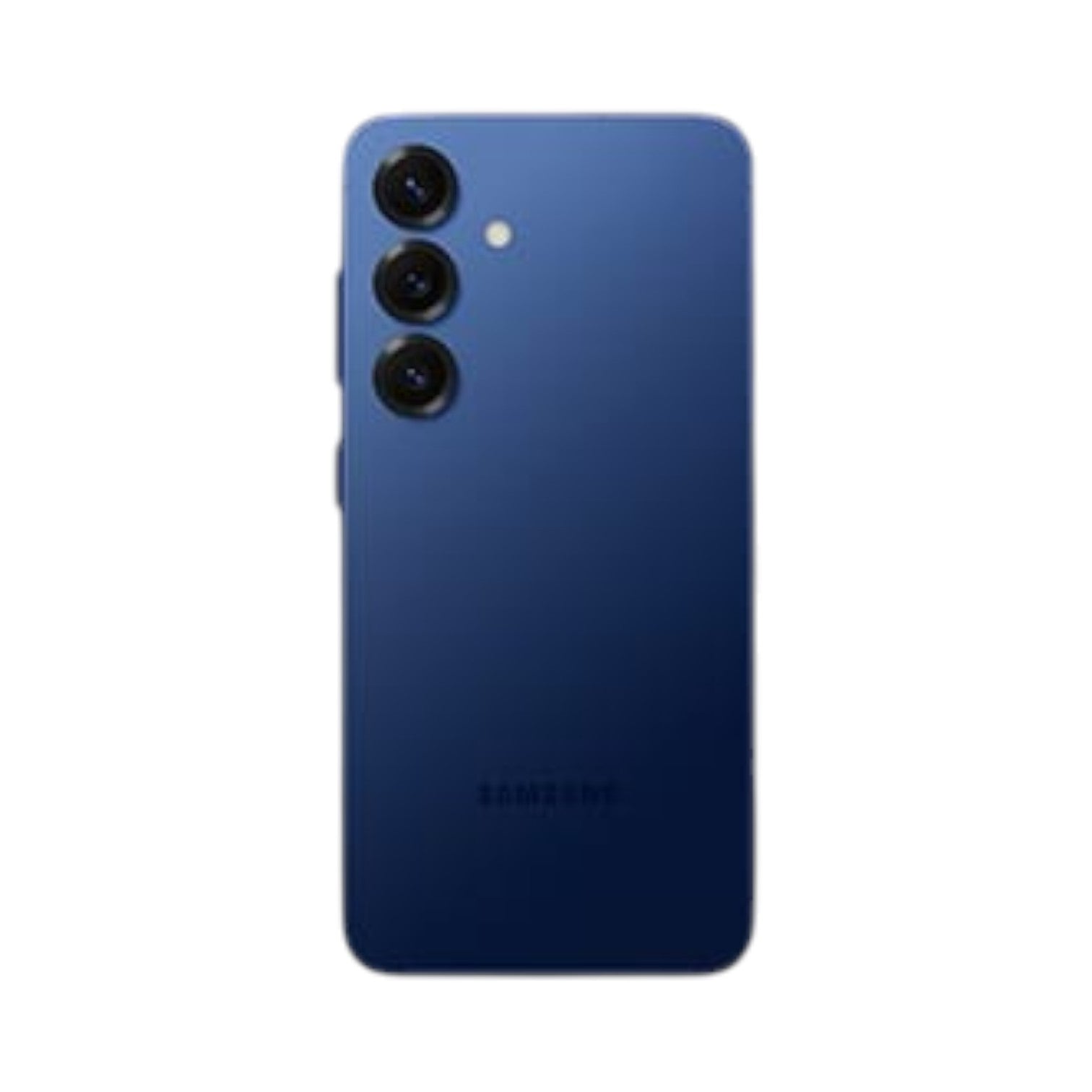 OBtech Samsung Galaxy S25 smartphone in deep blue with a triple camera system on a clean black background