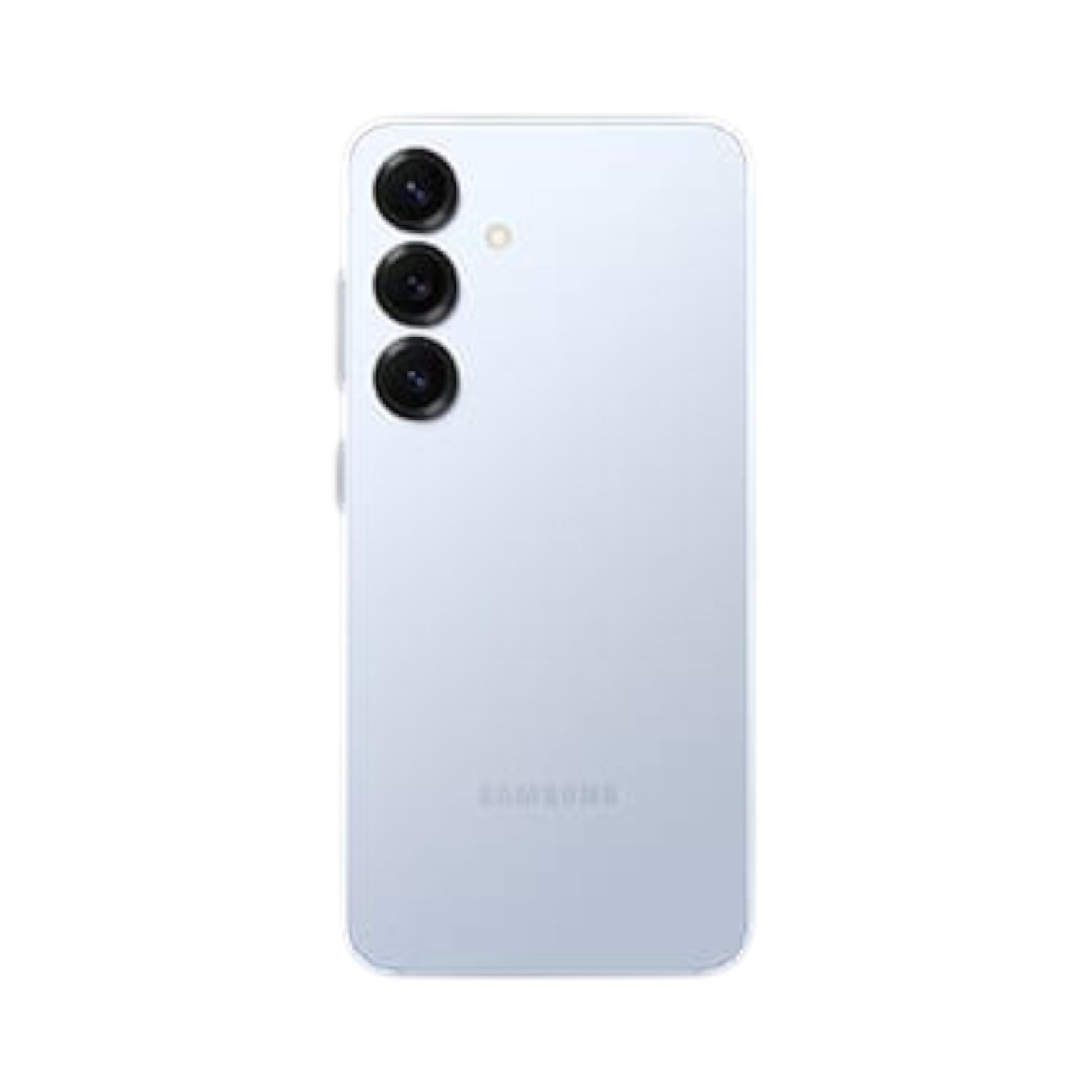 OBtech Samsung Galaxy S25 smartphone in light blue with a triple-lens camera system on the back.