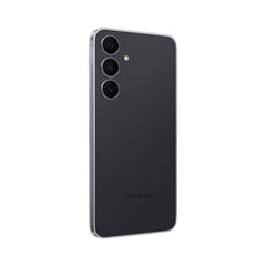 OBtech Samsung Galaxy S25 FE smartphone in charcoal grey with a triple-camera system, viewed from the rear angle.