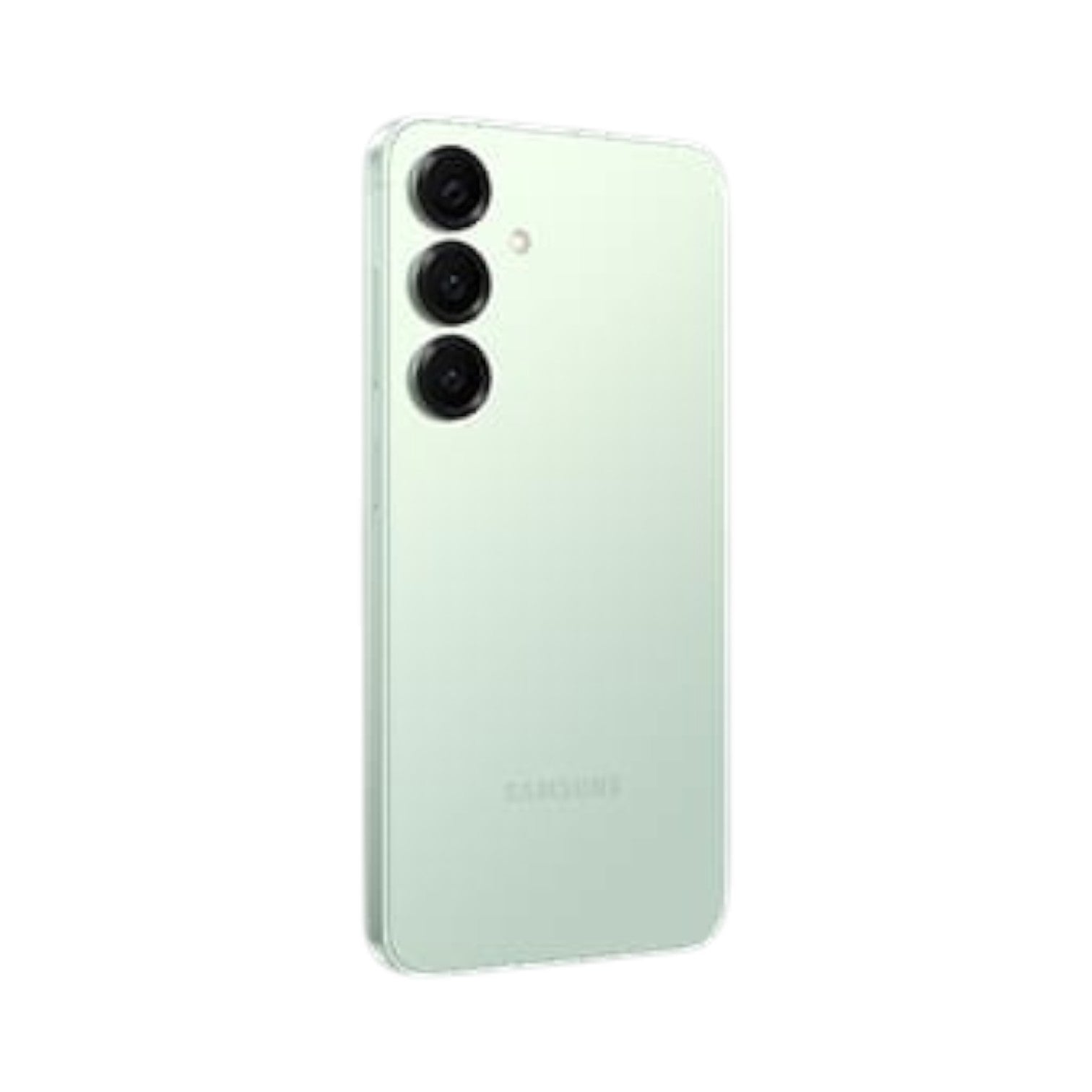 OBtech Samsung Galaxy S25 smartphone in a light green finish, featuring a sleek triple-camera system on the back.