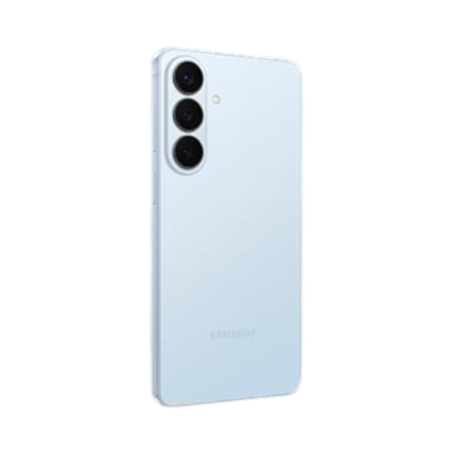 OBtech Samsung Galaxy S26 smartphone in light blue with a sleek glass and aluminum design and triple camera system.